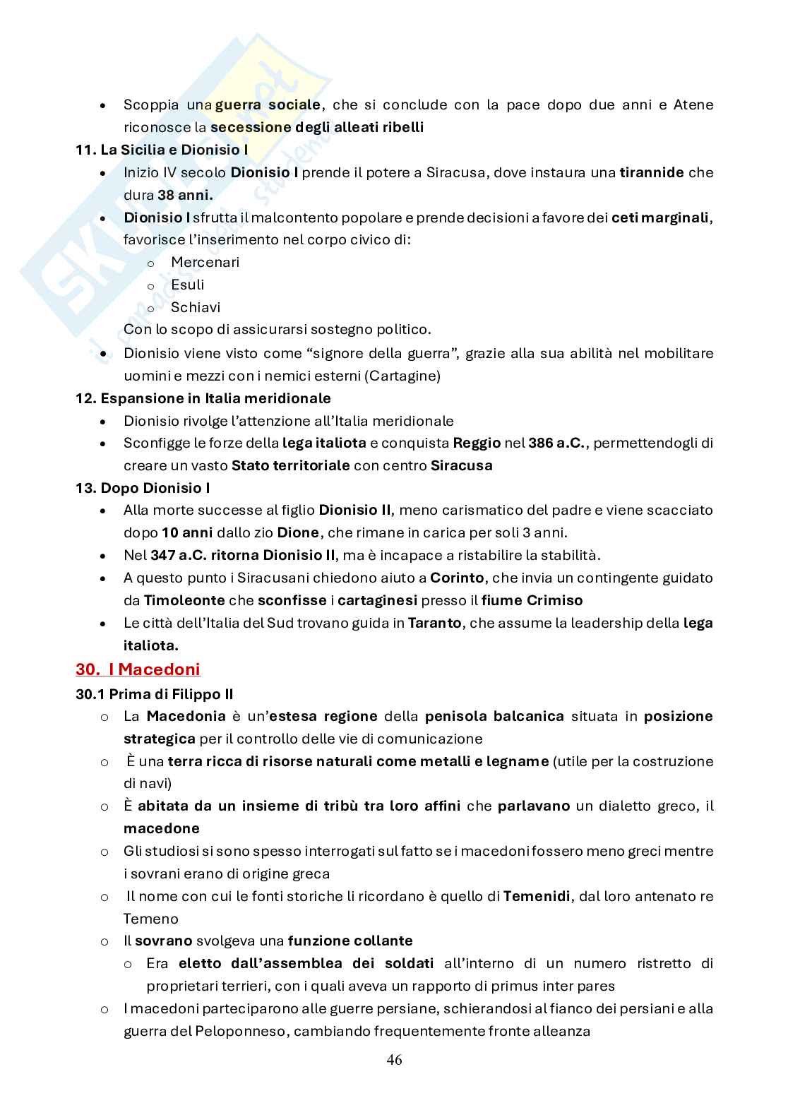 Schemi pre parziale Civiltà del mondo antico e medioevale Pag. 46