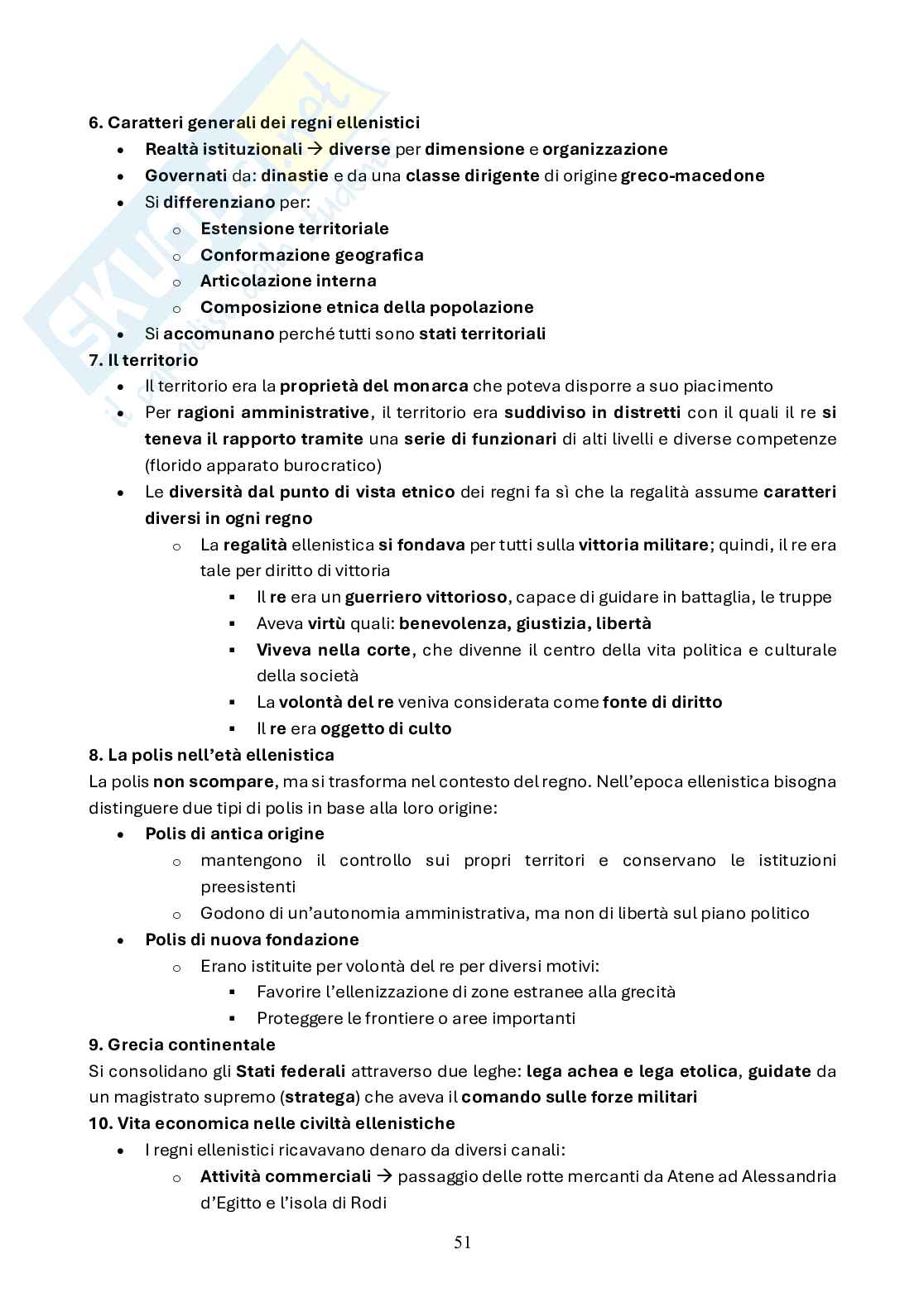 Schemi pre parziale Civiltà del mondo antico e medioevale Pag. 51