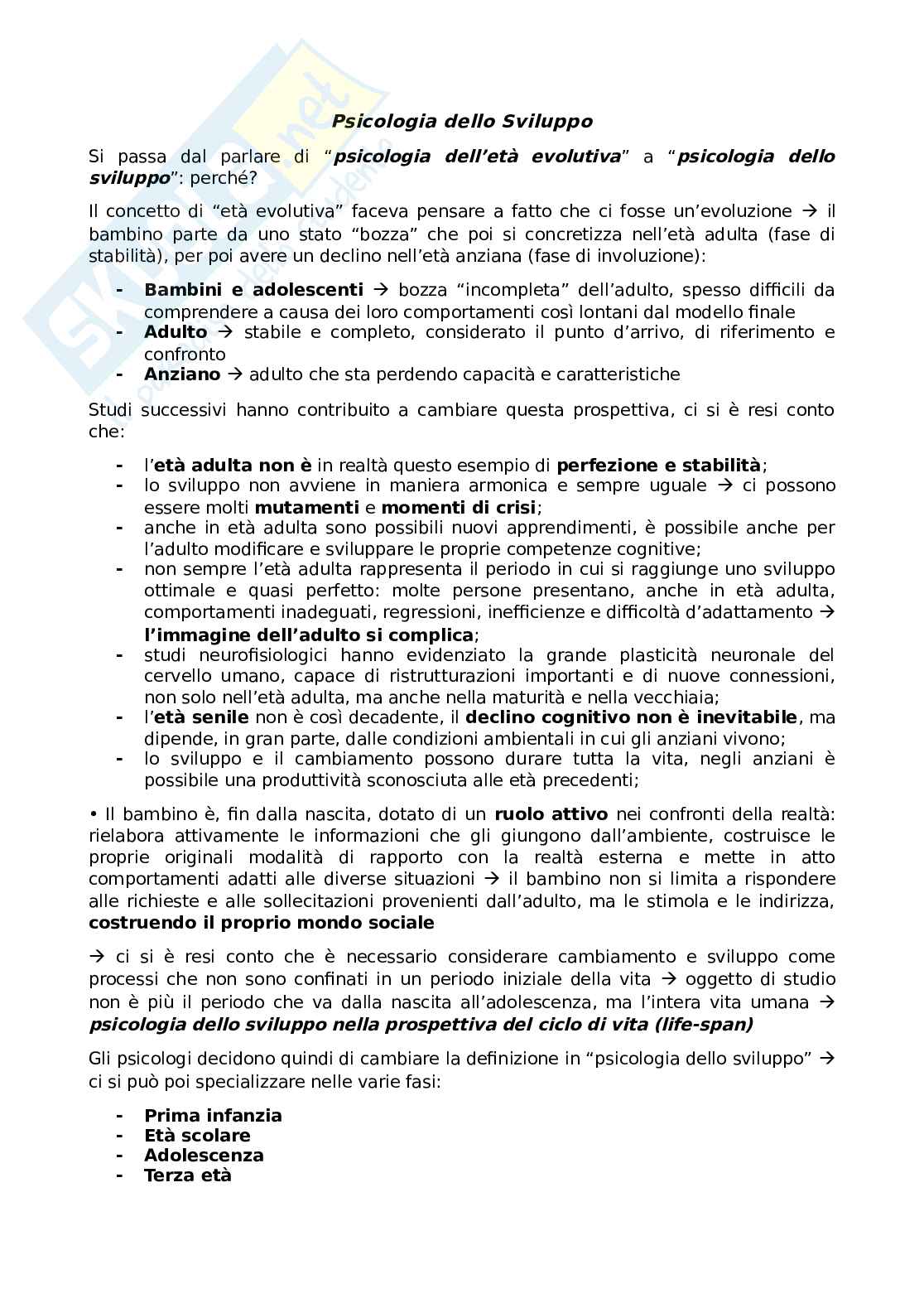 Appunti Psicologia dello sviluppo Pag. 1