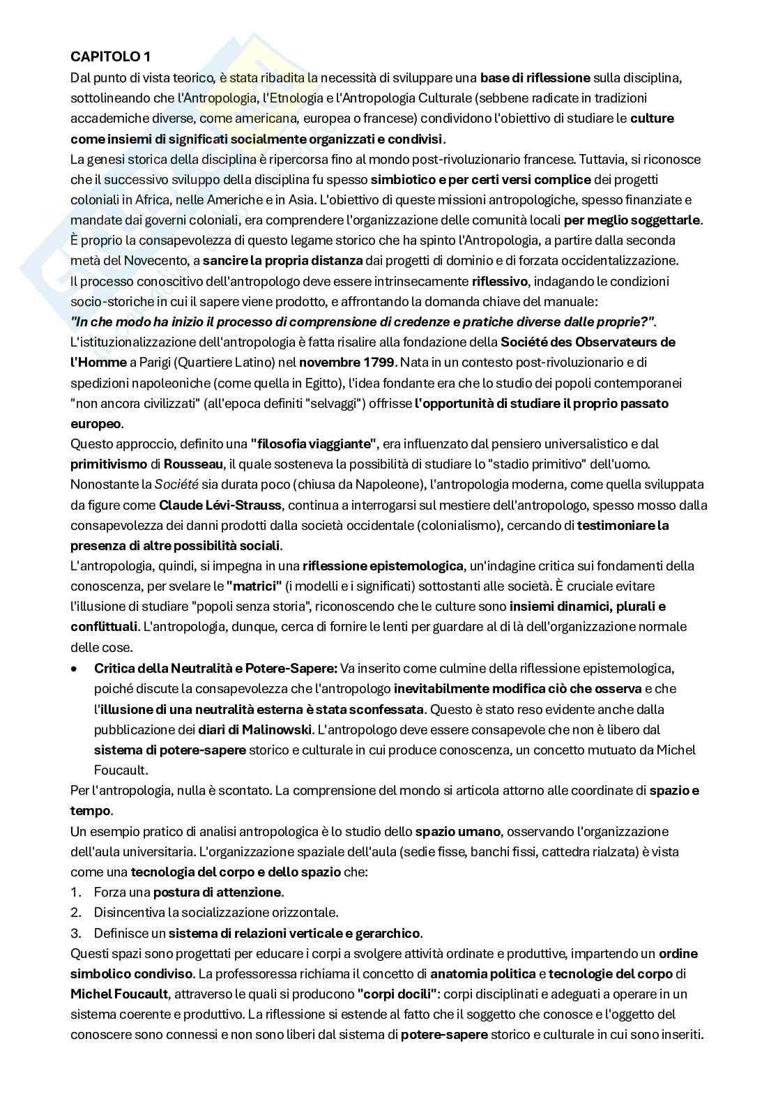 Riassunto esame Antropologia culturale, Prof. Elena Raluca Buia, libro consigliato Antropologia culturale. Un approccio per problemi , Robbins Pag. 1