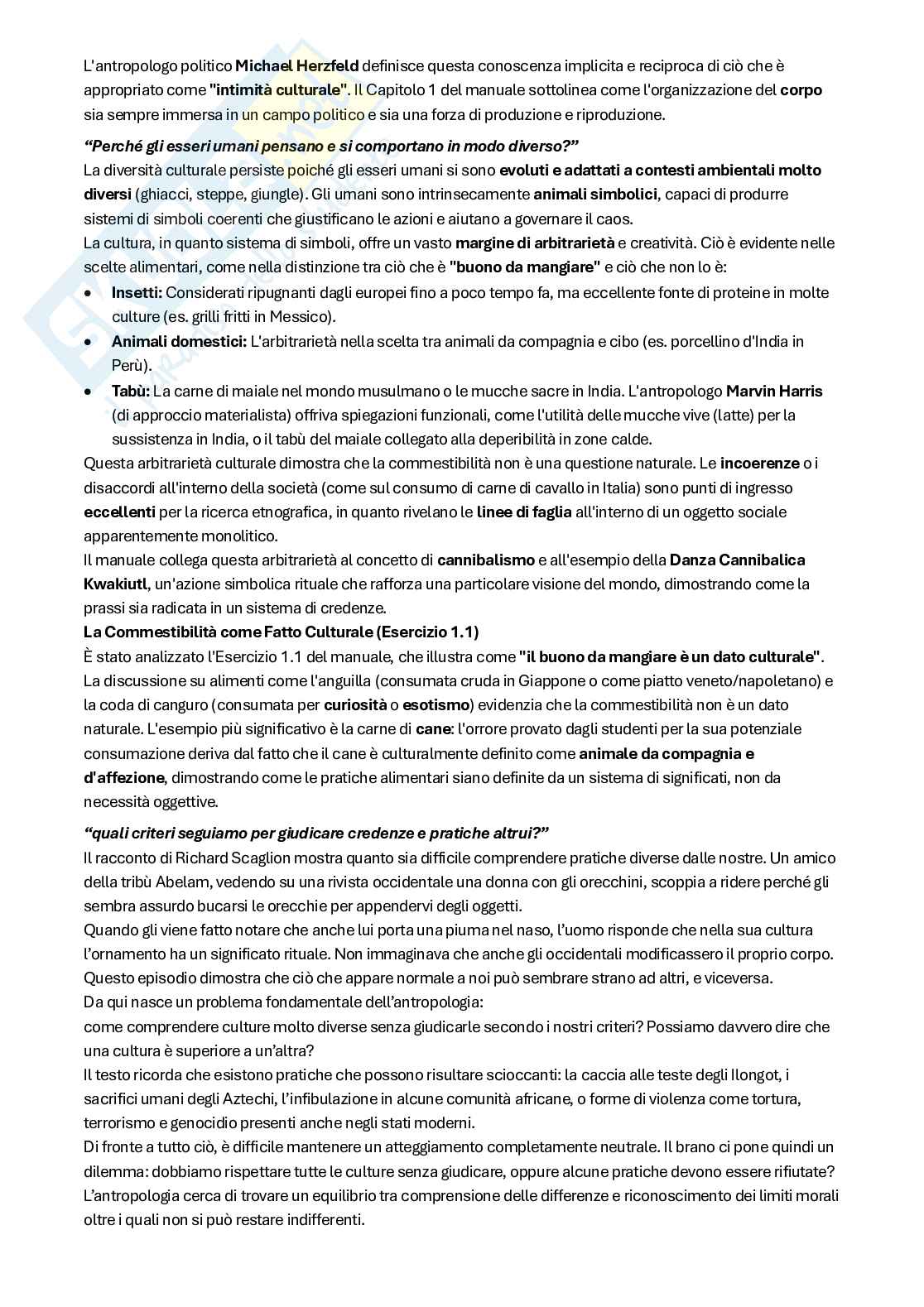 Riassunto esame Antropologia culturale, Prof. Elena Raluca Buia, libro consigliato Antropologia culturale. Un approccio per problemi , Robbins Pag. 2