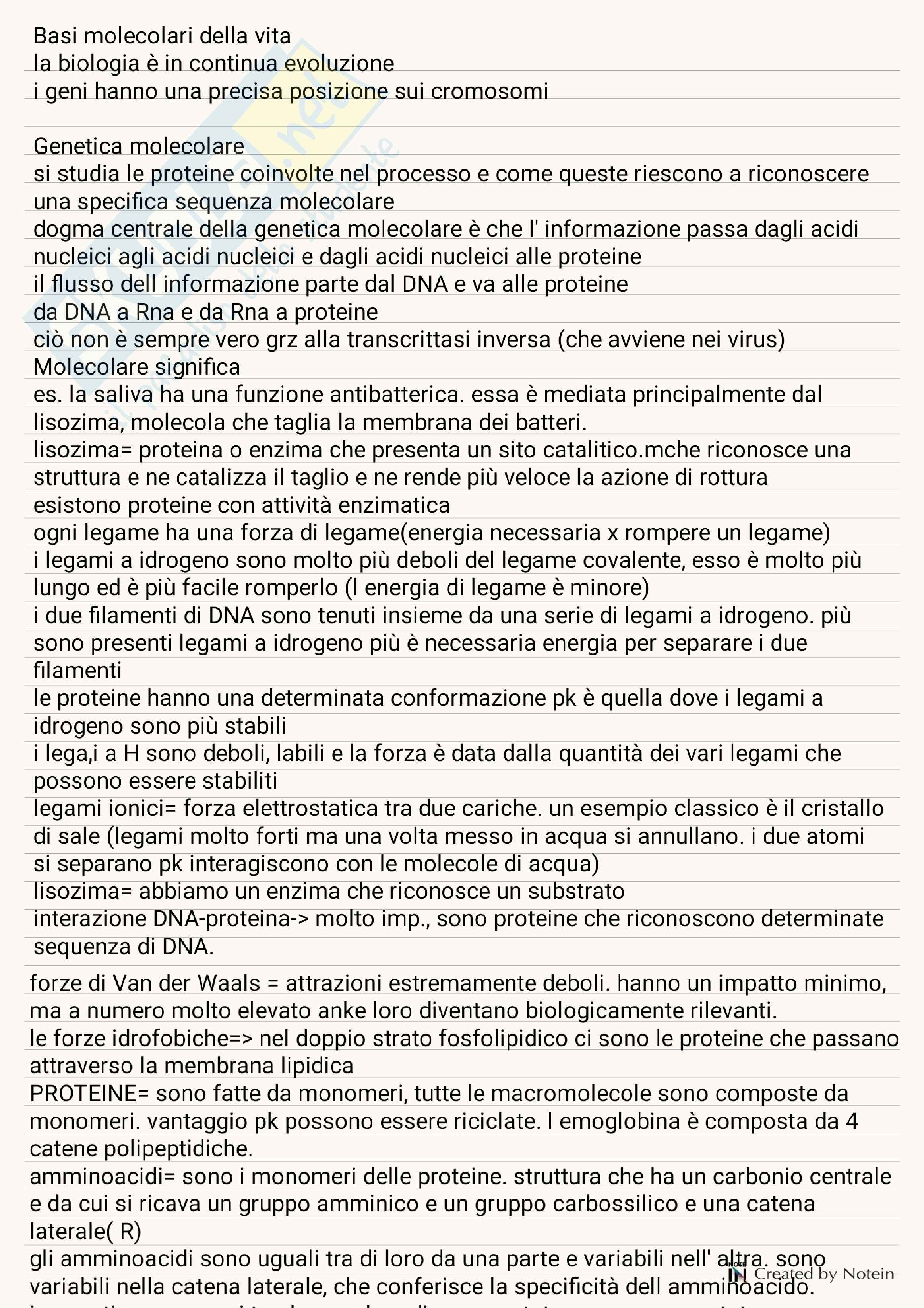 Appunti Biologia e genetica Pag. 1