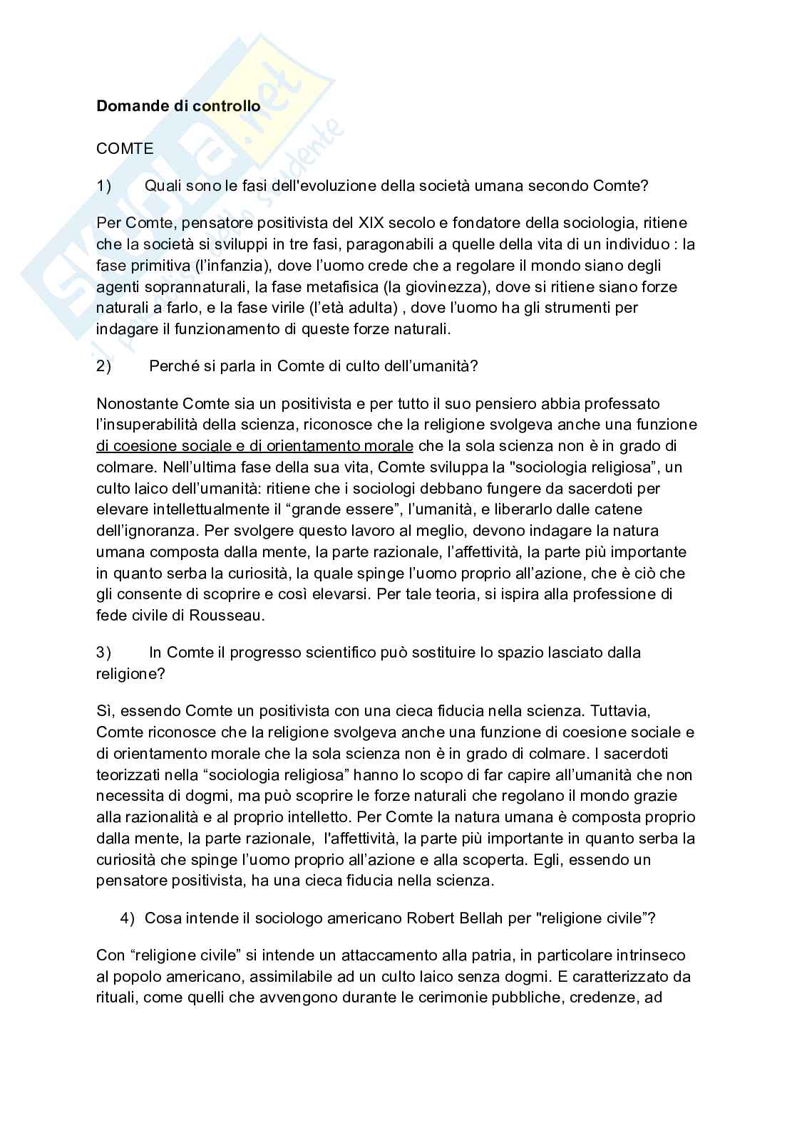 Domande aperte svolte dell'esame di Società, religioni e diritti umani Pag. 1