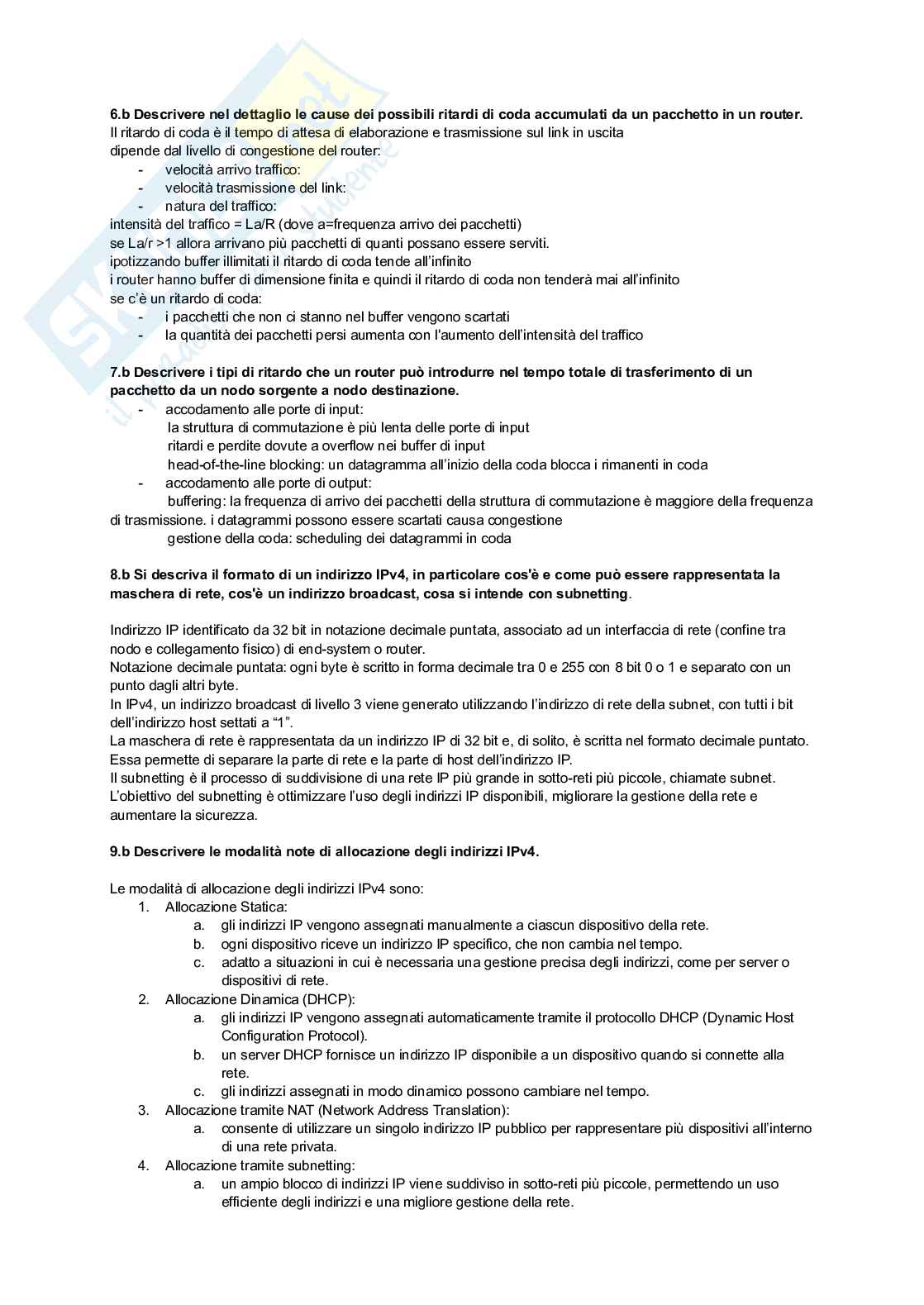 Domande d'esercizio di Sistemi di reti Pag. 6