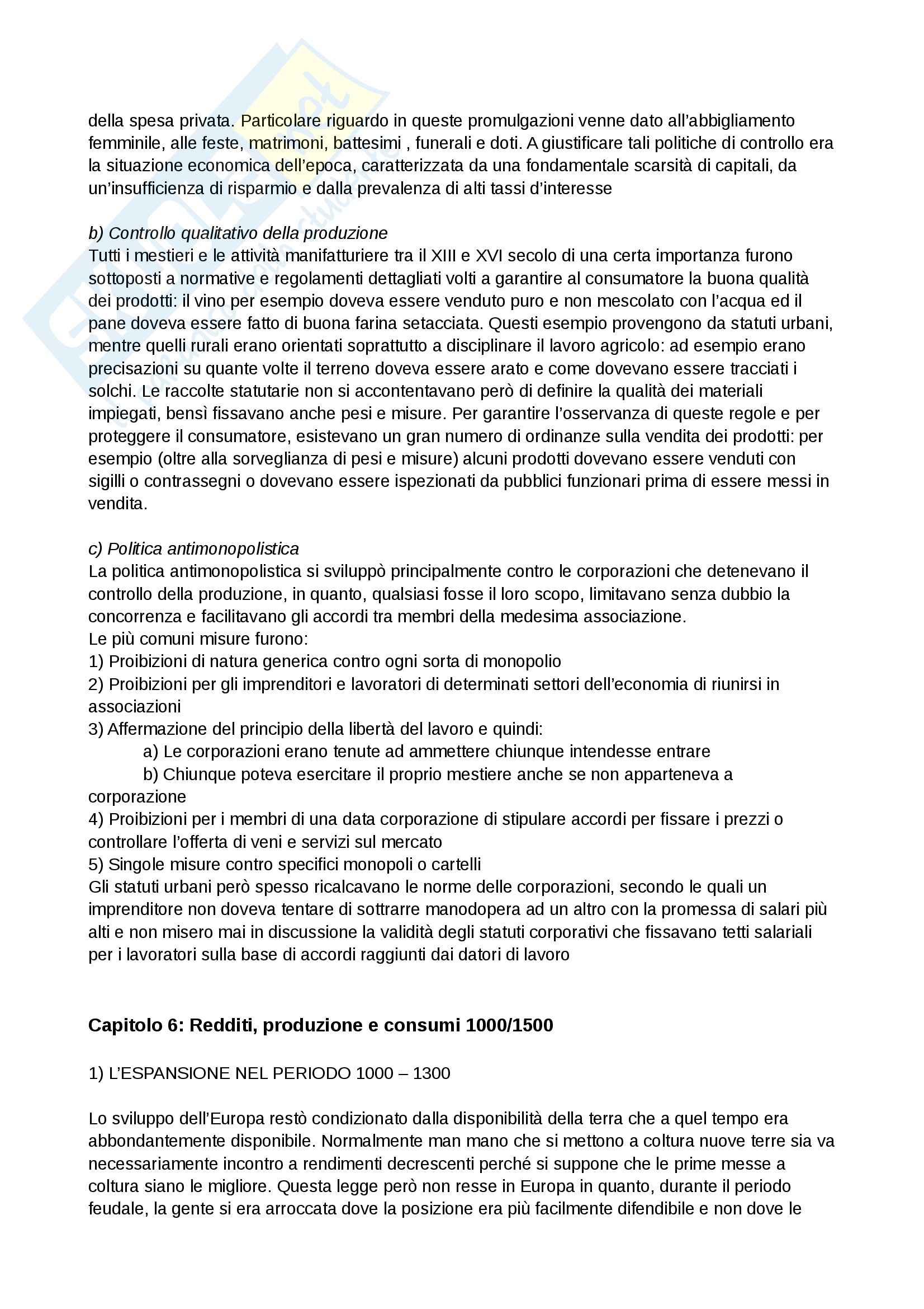 Riassunto esame Storia Economica, prof. Chiapparino, libro consigliato Storia Economica dell'Europa Pre-industriale, Cipolla Pag. 21