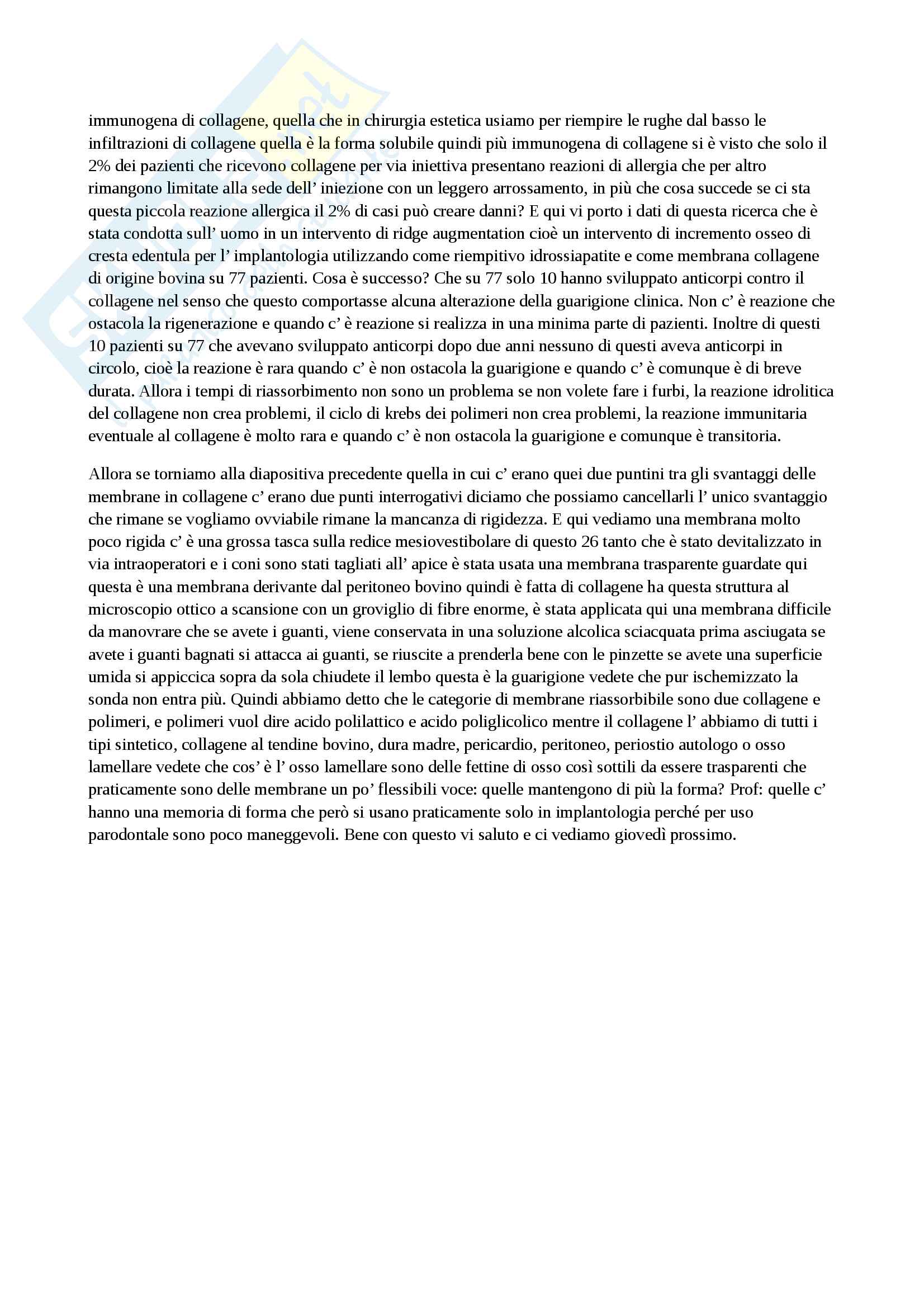 Membrane non riassorbibili e introduzione delle membrane riassorbibili Pag. 21