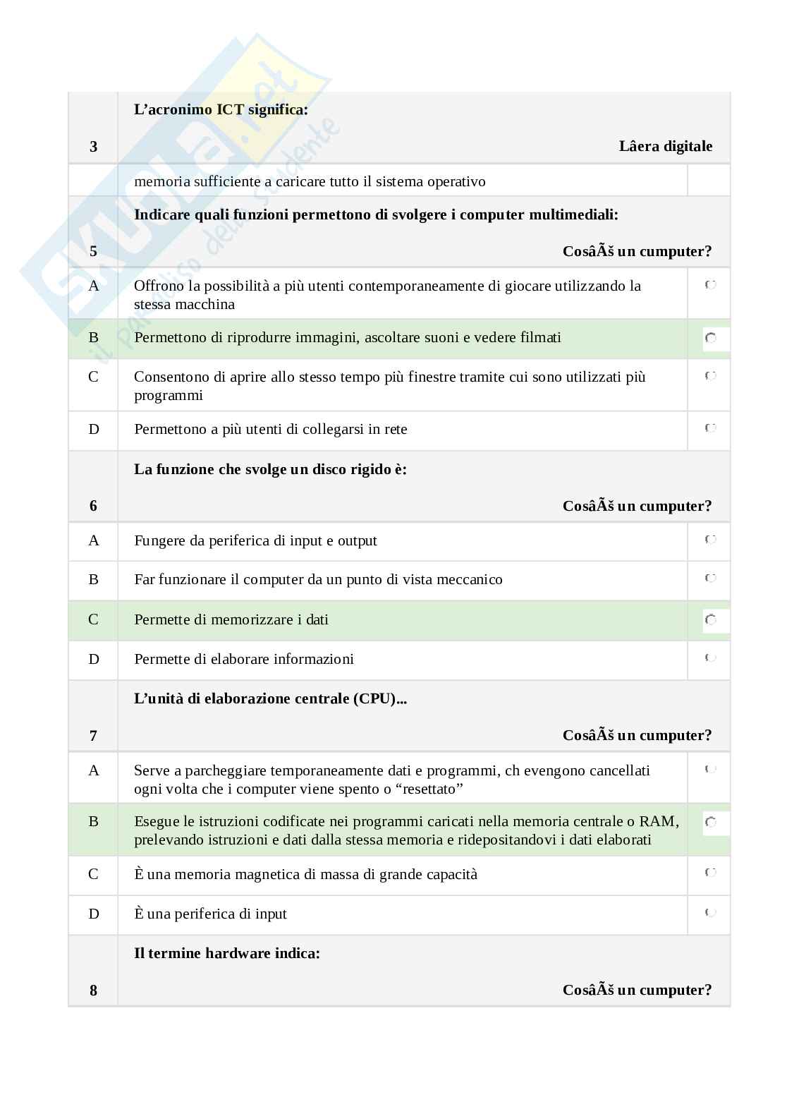 Idoneità Informatica: Domande e risposte esame finale Pag. 2