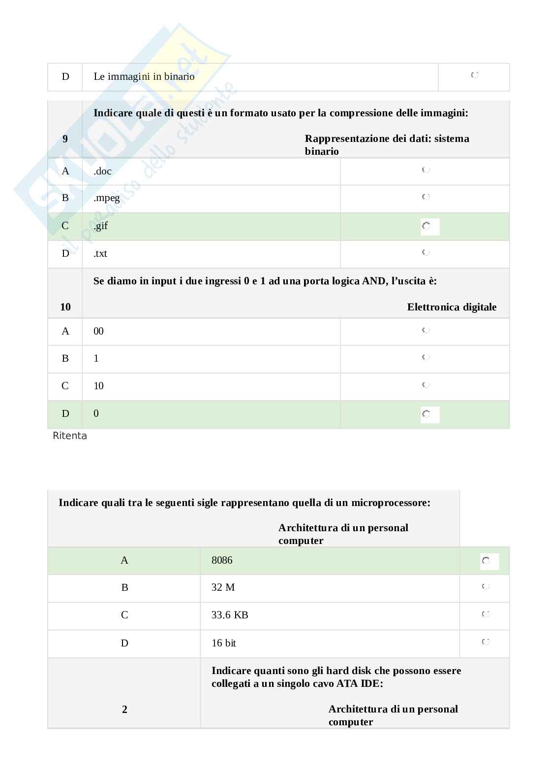 Idoneità Informatica: Domande e risposte esame finale Pag. 6