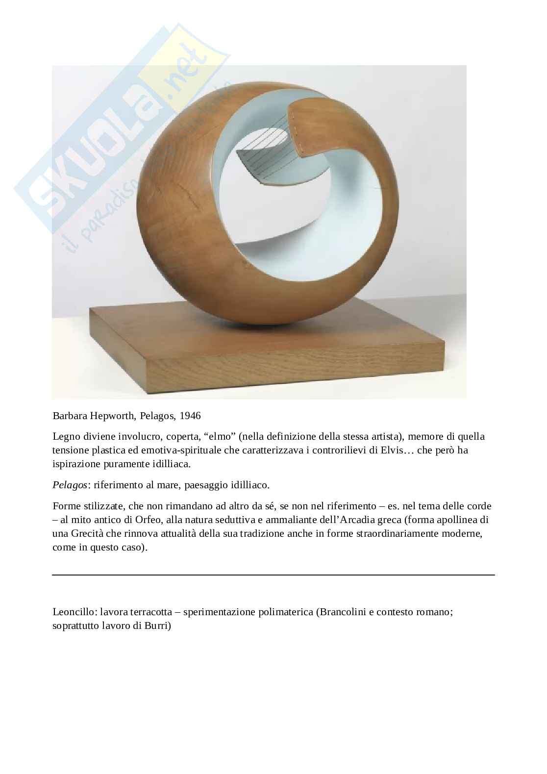 Consagra, Turcato, D'Orazio, Colla, Burri, Vedova, Morlotti, Guttuso, Bacon, Freud, Sutherland, Moore, Calder, Chillida, Hepworth, Leonardi, Fontana - Storia dell'arte contemporanea I Pag. 26