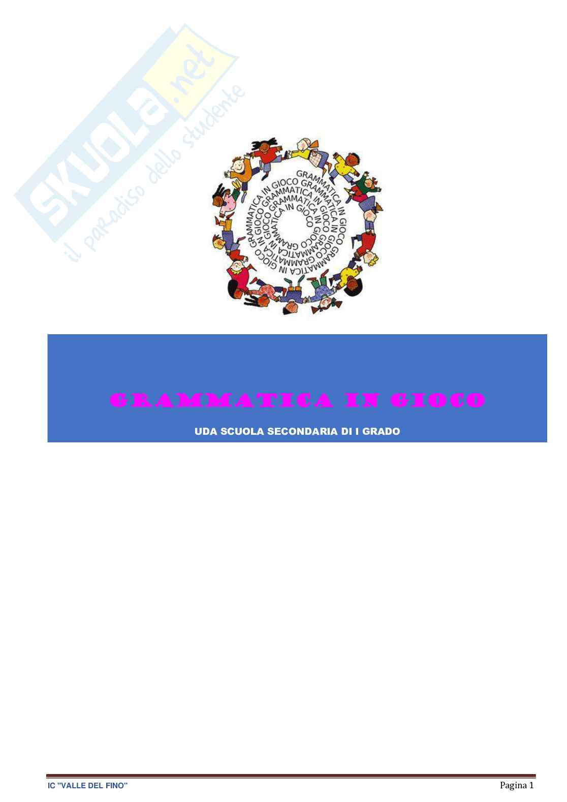 Esempio UDA lezione simulata concorso scuola a22 italiano titolo La grammatica Pag. 1
