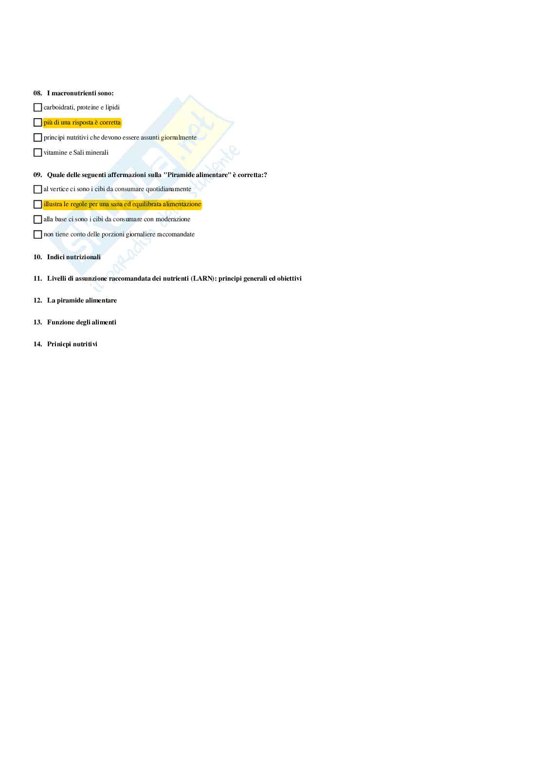 Paniere completo di Fisiologia dei nutrienti (2026) - Risposte multiple e aperte corrette Pag. 11