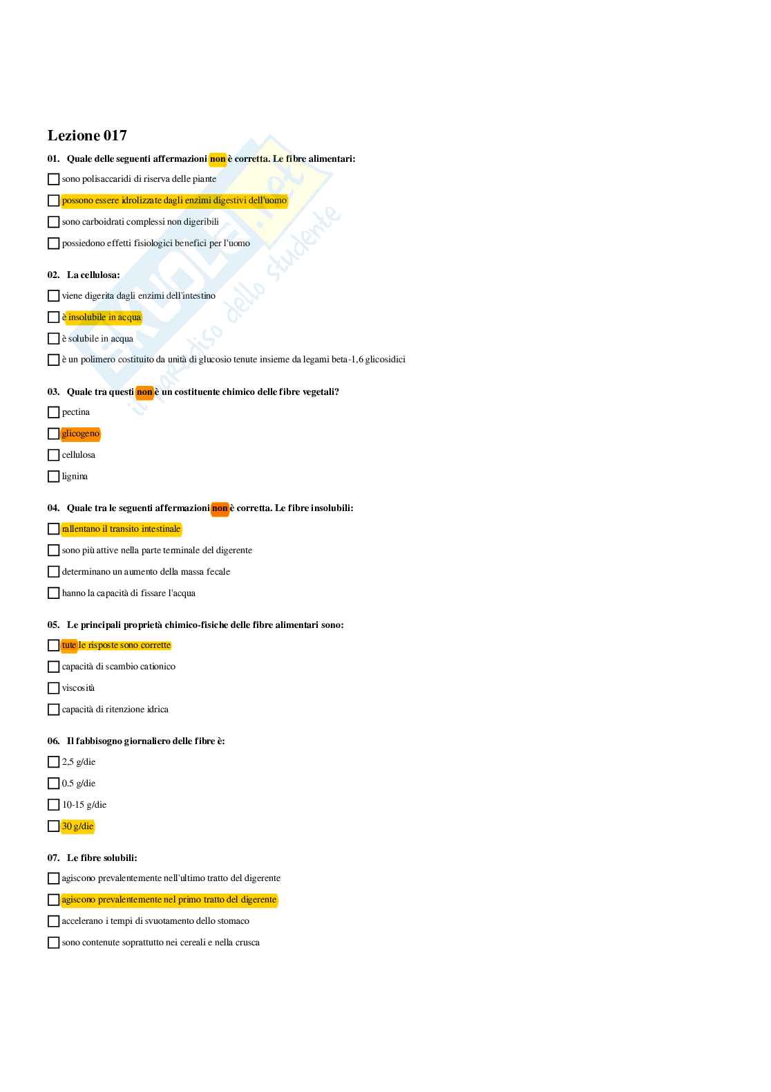Paniere completo di Fisiologia dei nutrienti (2026) - Risposte multiple e aperte corrette Pag. 56