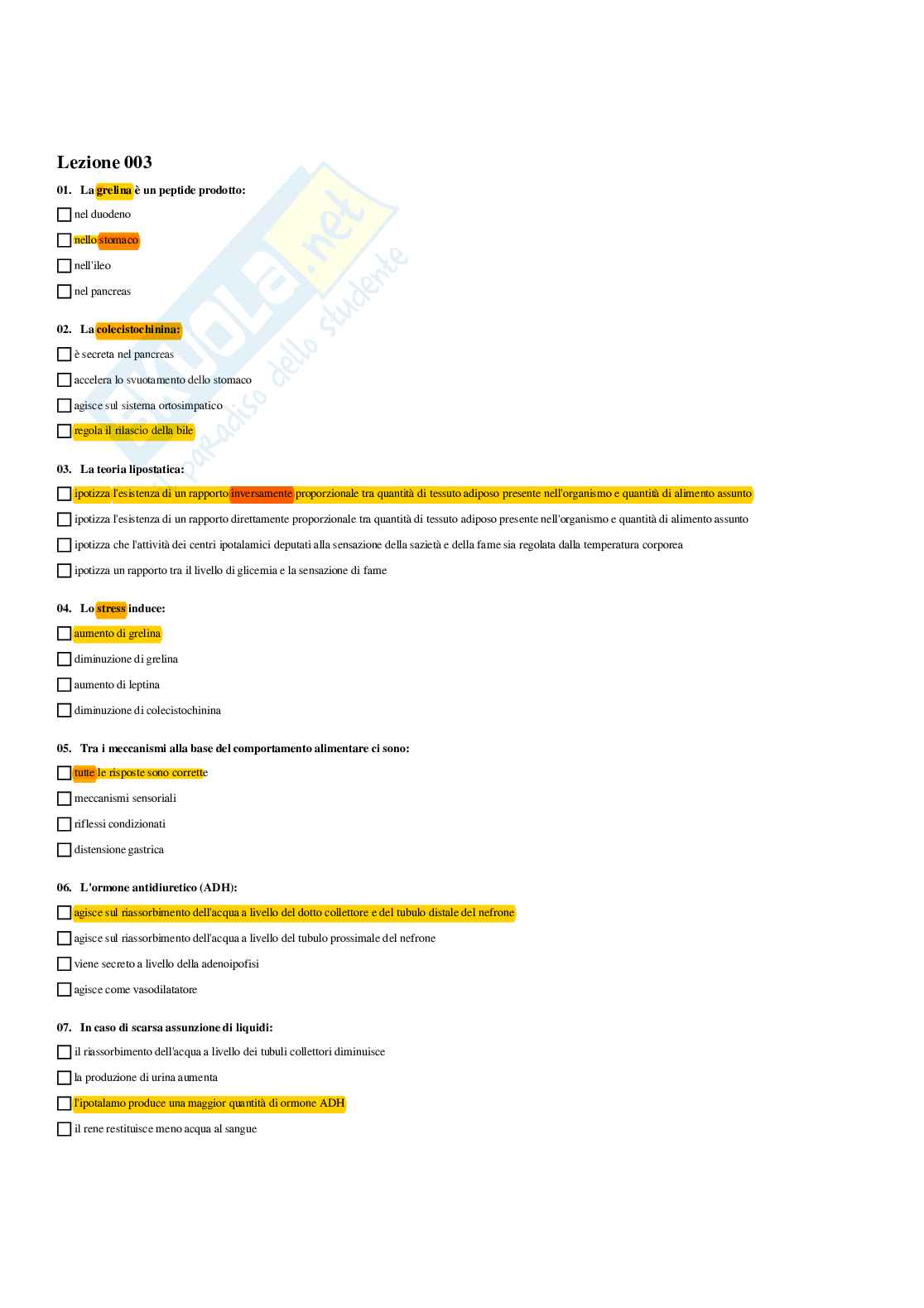 Paniere completo di Fisiologia dei nutrienti (2026) - Risposte multiple e aperte corrette Pag. 6