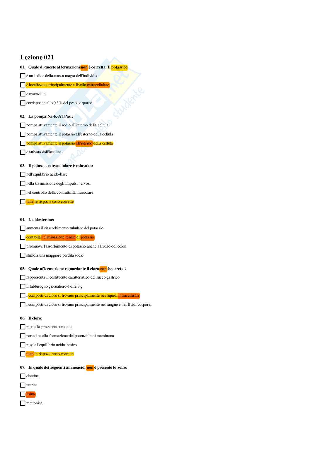 Paniere completo di Fisiologia dei nutrienti (2026) - Risposte multiple e aperte corrette Pag. 71