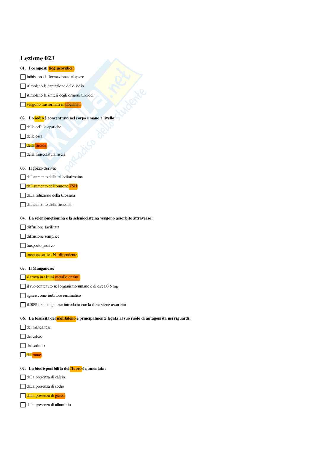 Paniere completo di Fisiologia dei nutrienti (2026) - Risposte multiple e aperte corrette Pag. 81