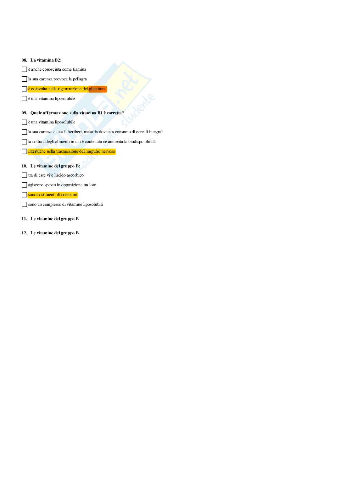 Paniere completo di Fisiologia dei nutrienti (2026) - Risposte multiple e aperte corrette Pag. 91