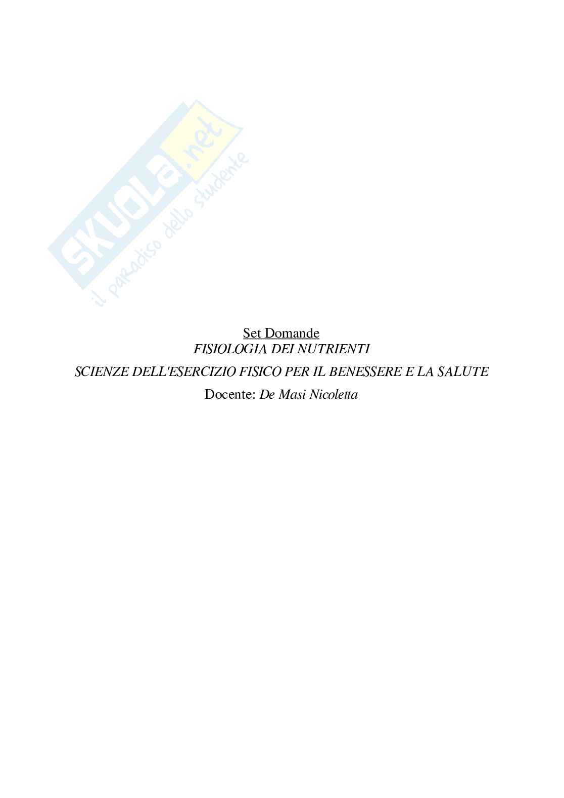 Paniere Fisiologia dei nutrienti (2026) - Risposte multiple corrette Pag. 2
