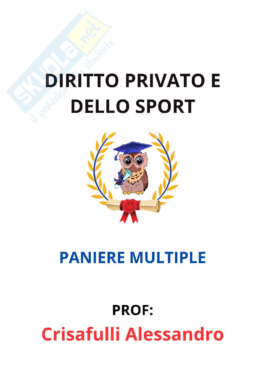 Paniere Diritto privato e dello sport (2026) - Risposte multiple corrette Pag. 1