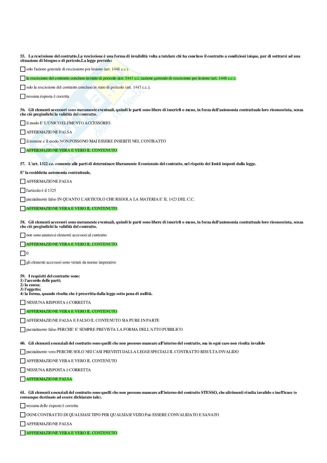Paniere Diritto privato e dello sport (2026) - Risposte multiple corrette Pag. 11