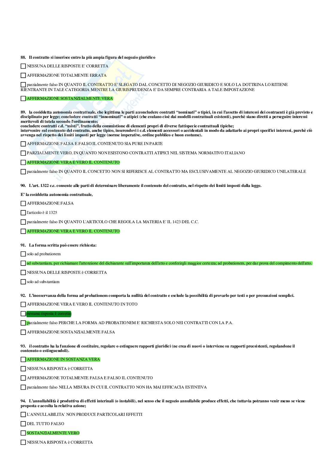 Paniere Diritto privato e dello sport (2026) - Risposte multiple corrette Pag. 16