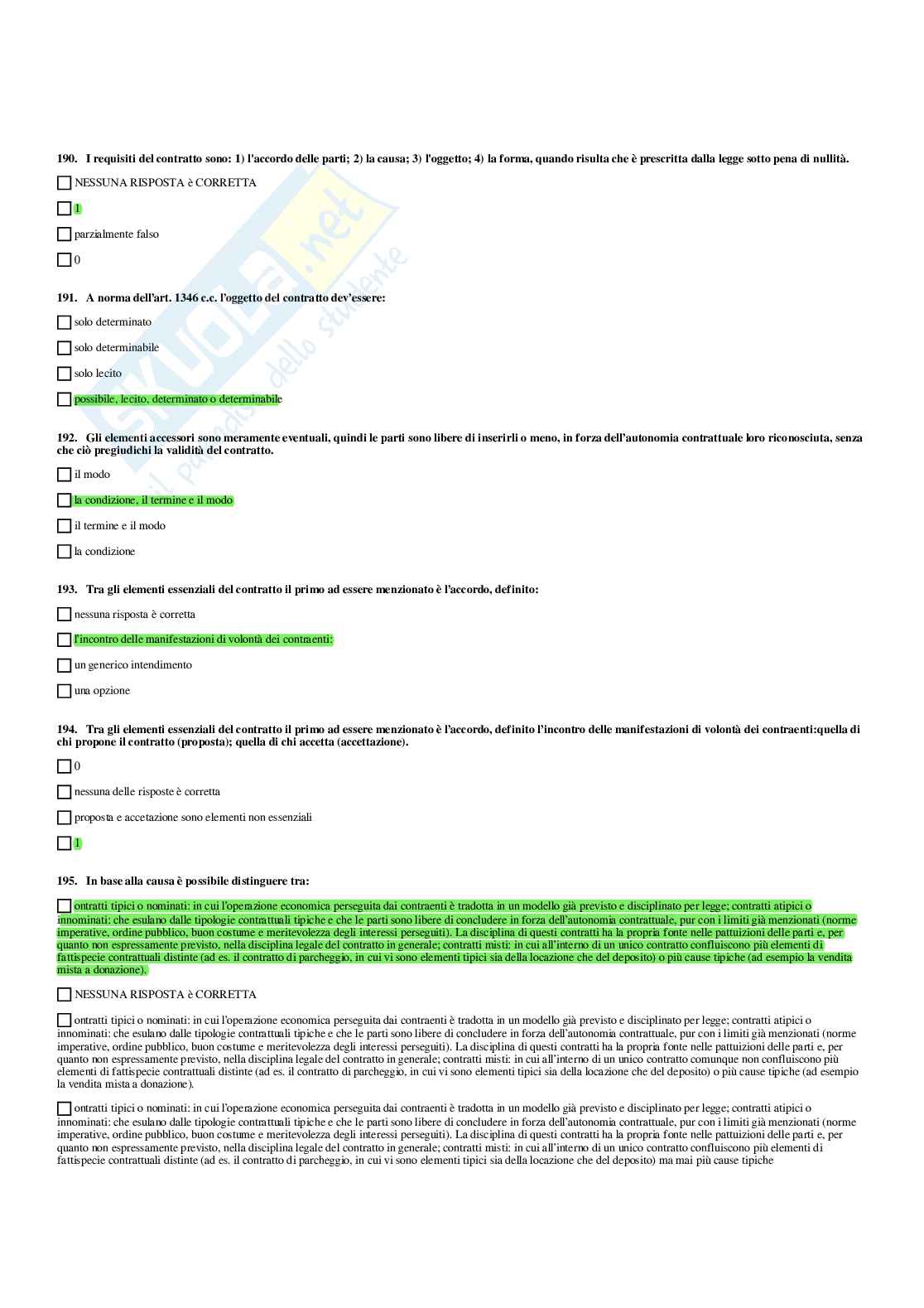 Paniere Diritto privato e dello sport (2026) - Risposte multiple corrette Pag. 31