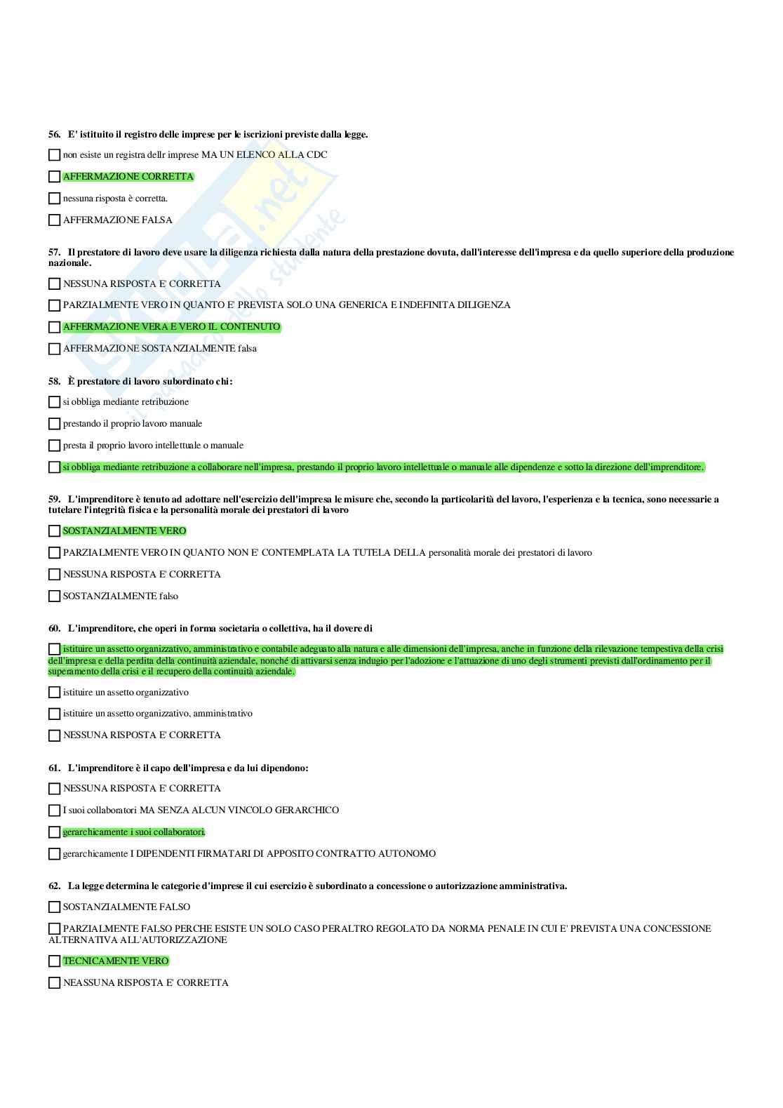 Paniere Diritto privato e dello sport (2026) - Risposte multiple corrette Pag. 51