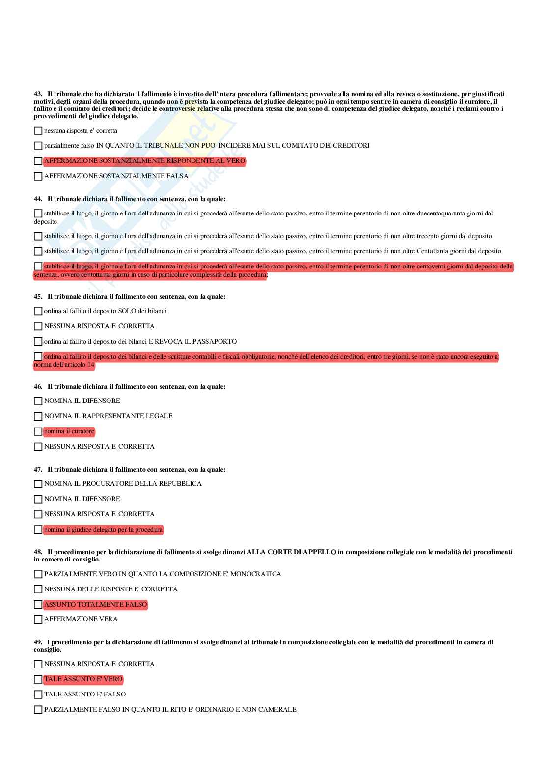 Paniere Diritto privato e dello sport (2026) - Risposte multiple corrette Pag. 91