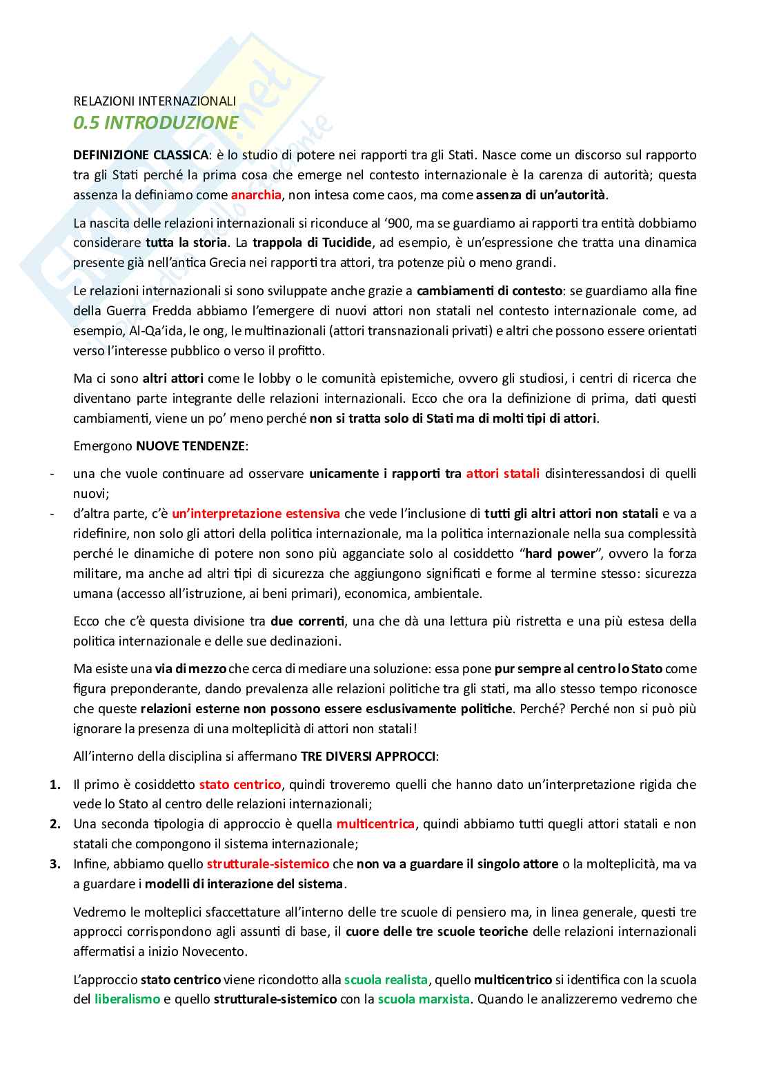 Appunti di Relazioni Internazionali Pag. 1