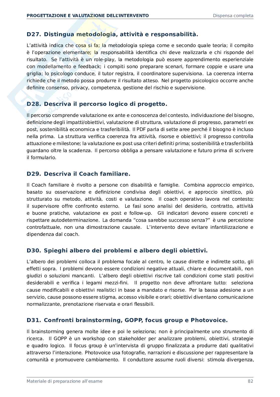Progettazione e valutazione dell'intervento - materiale completo per affrontare l'esame Pag. 71