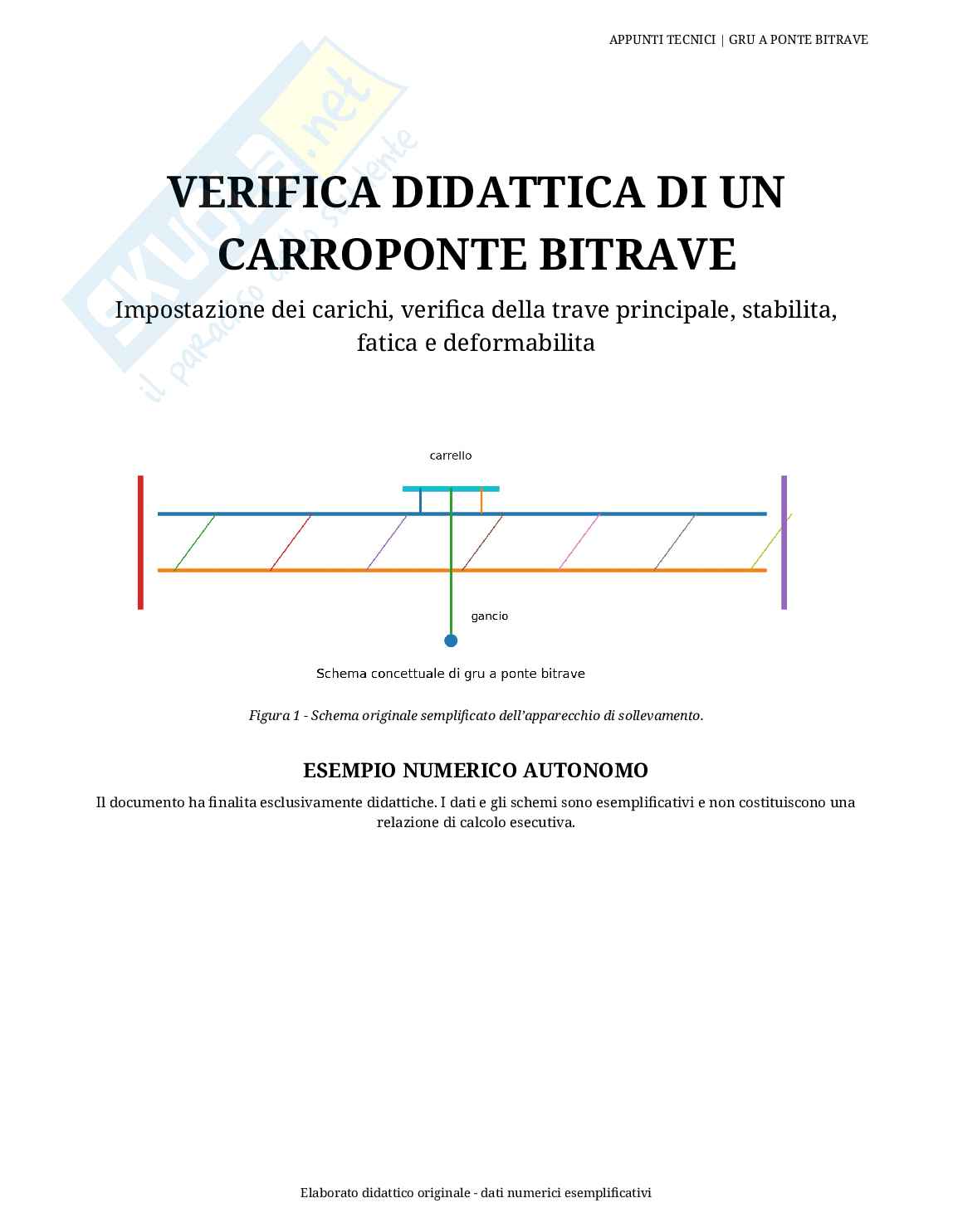 Appunti di Costruzioni metalliche sulla verifica del carroponte bitrave Pag. 1