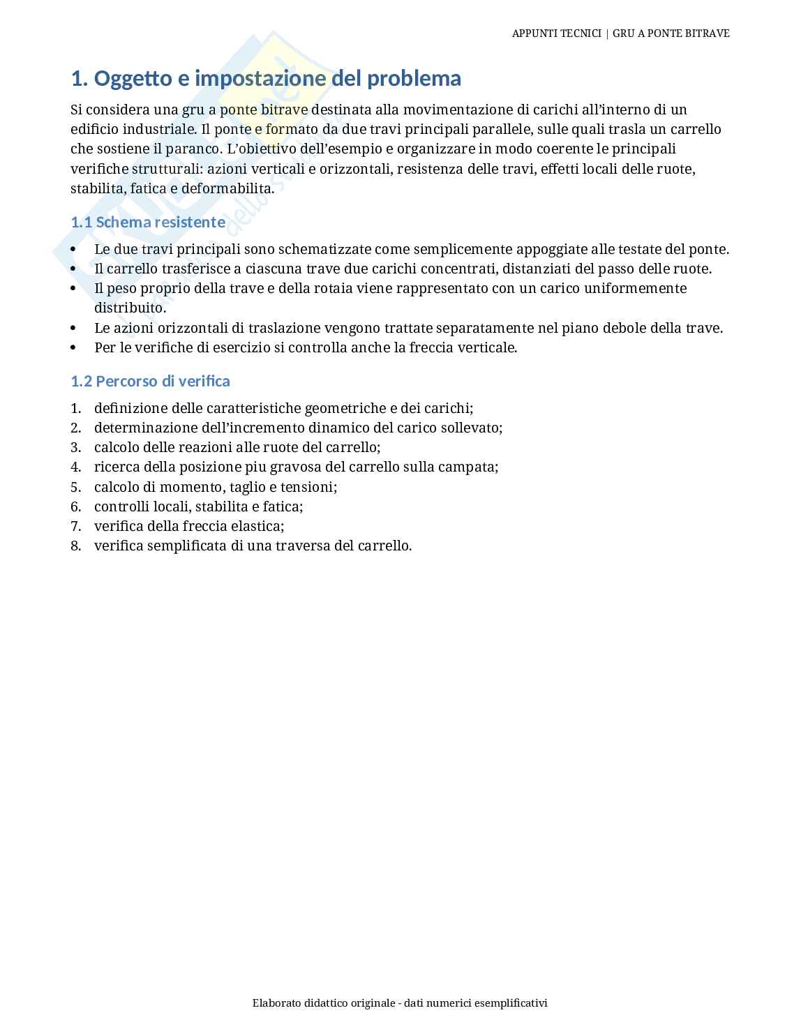 Appunti di Costruzioni metalliche sulla verifica del carroponte bitrave Pag. 2