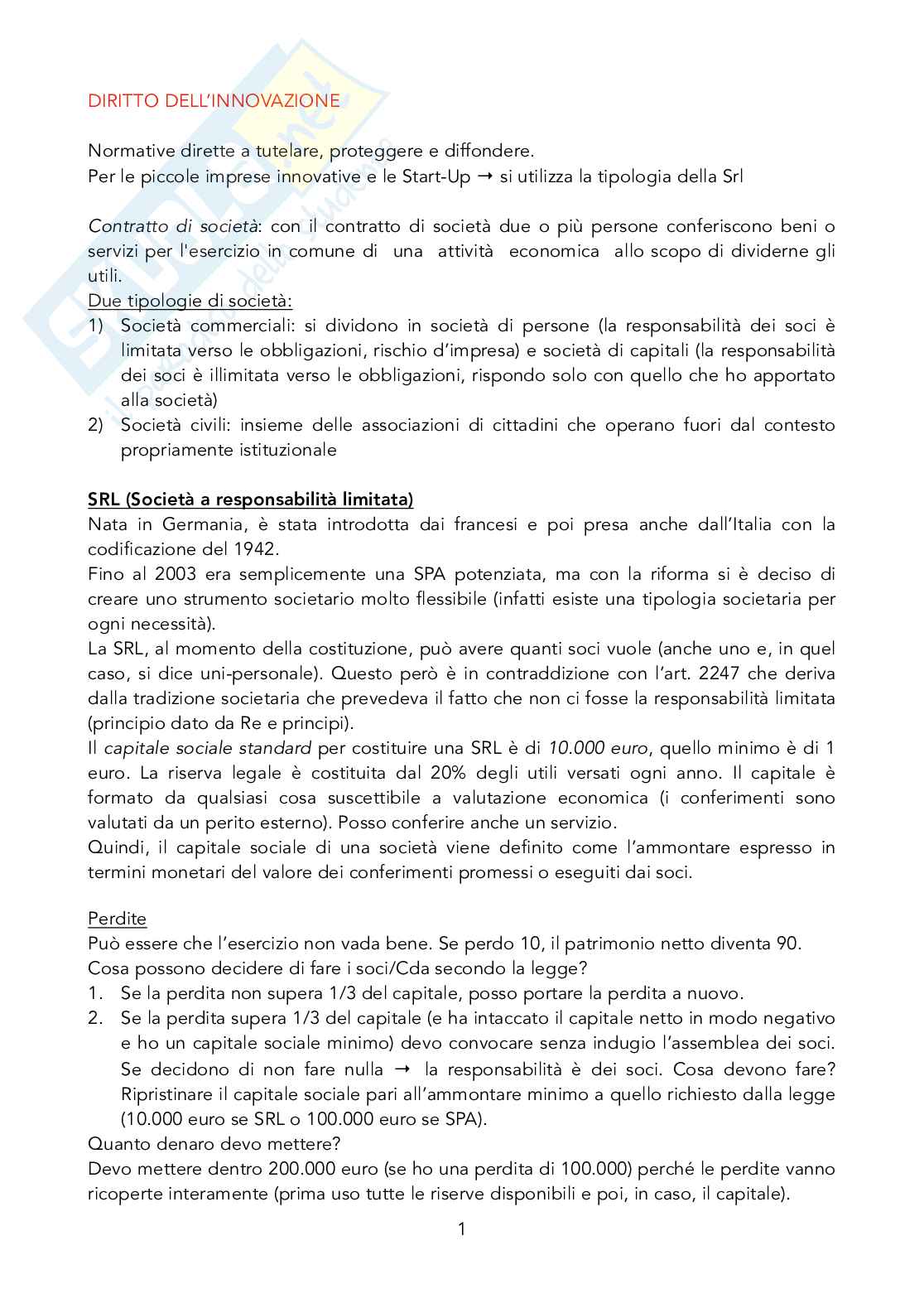 Appunti Diritto dell'innovazione d'impresa Pag. 1