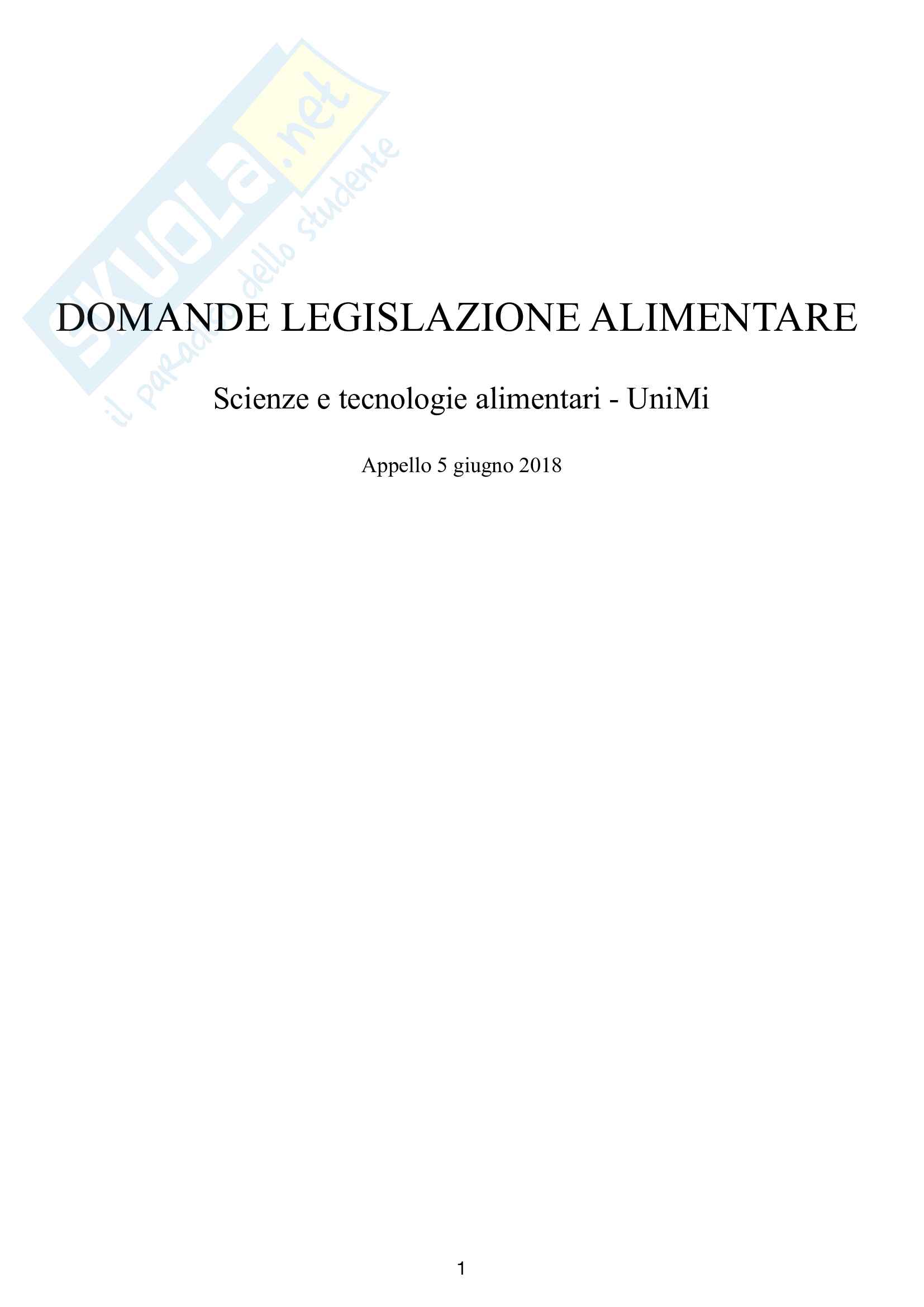 domande legislazione alimentare Pag. 1