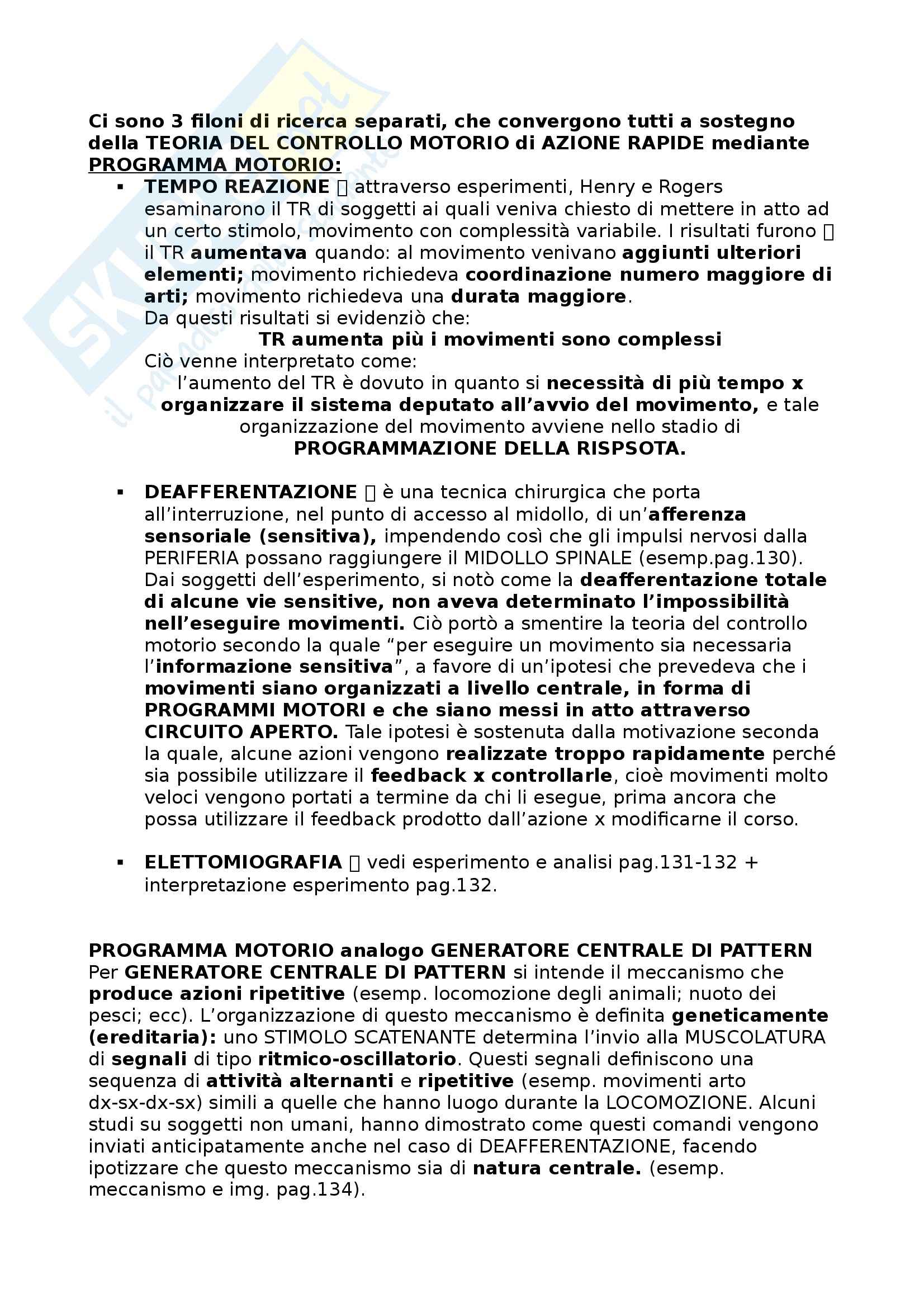 Riassunto esame Metodologia del movimento umano, prof. Bensi, libro consigliato Apprendimento motorio e prestazione, Schmidt - Wrisberg Pag. 21