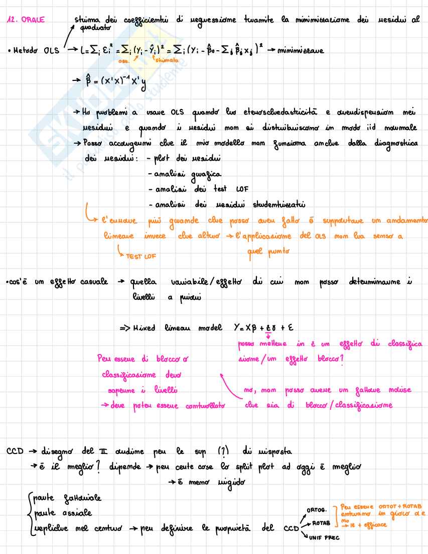 Domande orali Statistica per la sperimentazione e le previsioni in ambito tecnologico Pag. 11