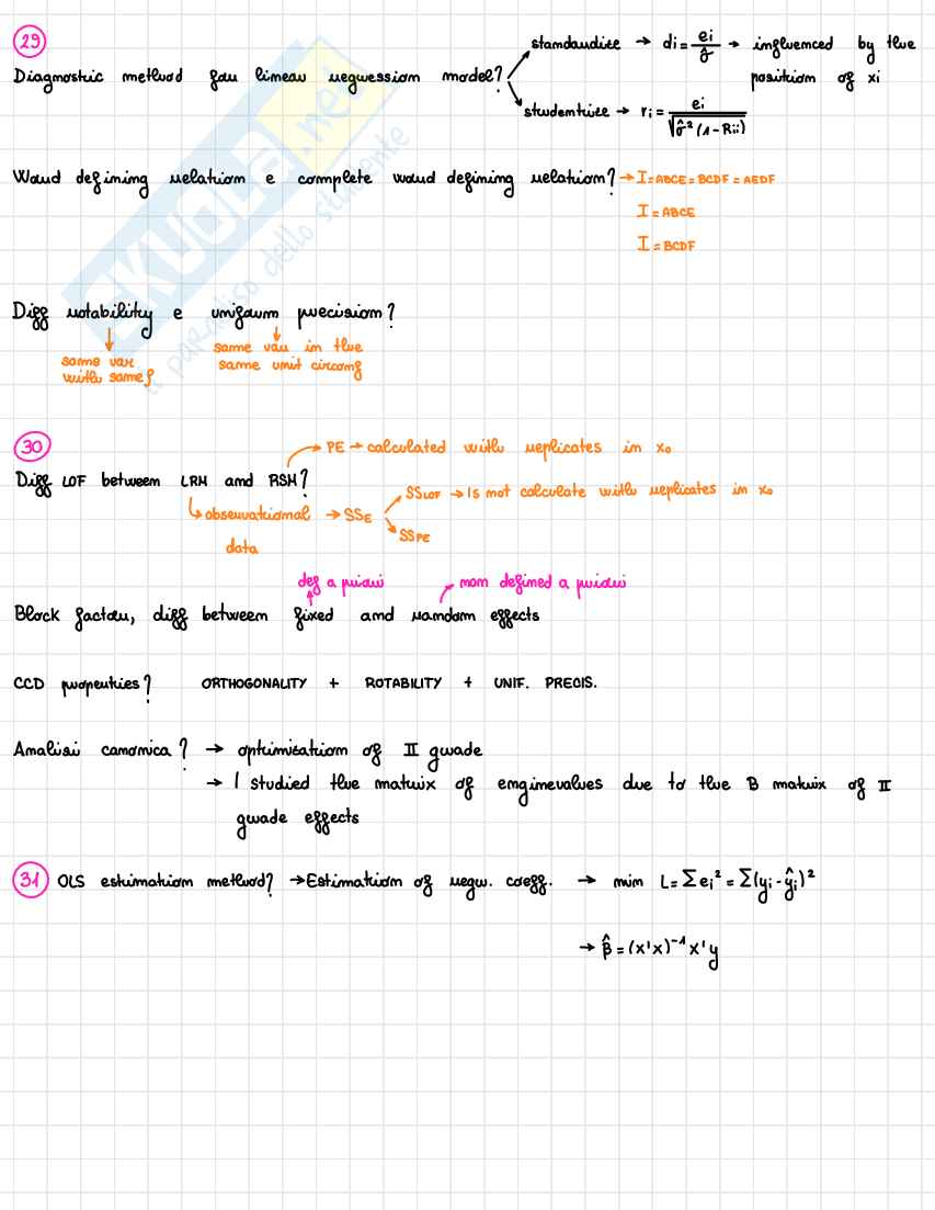 Domande orali Statistica per la sperimentazione e le previsioni in ambito tecnologico Pag. 26
