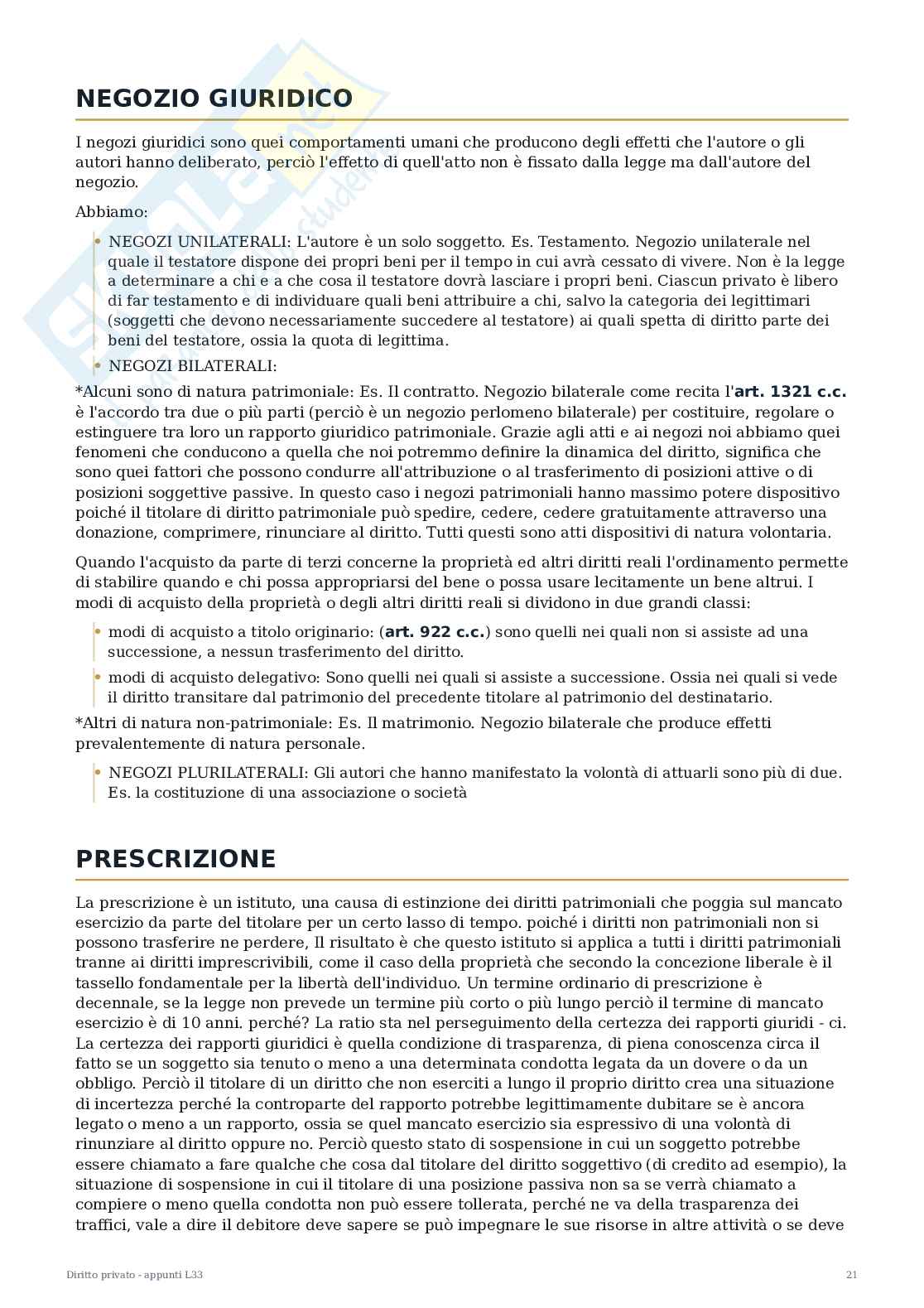Diritto privato - Appunti completi per Economia e Finanza Pag. 21