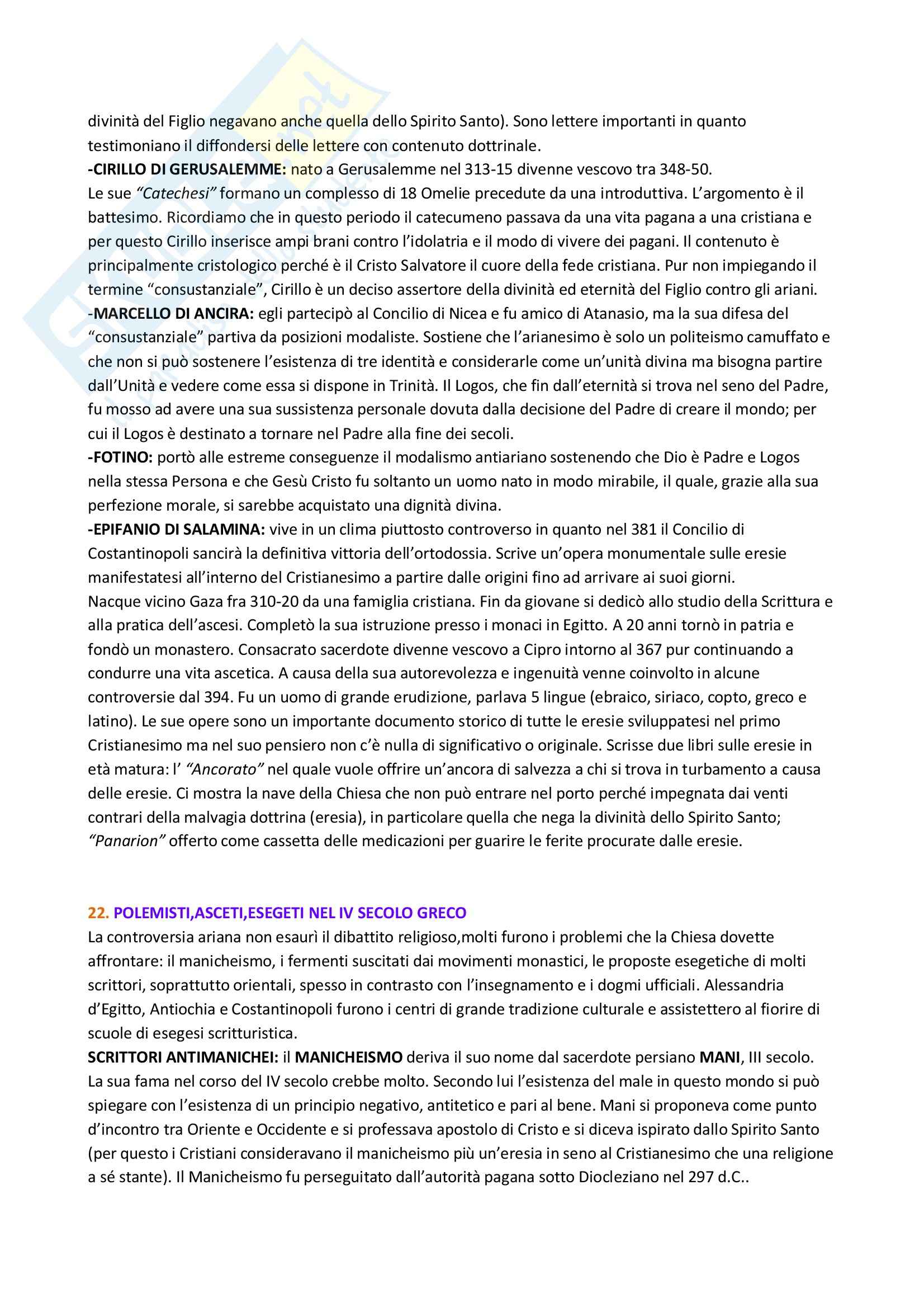 Riassunto esame Letteratura, prof. Ciccarese, libro consigliato Manuale di Letteratura Cristiana Antica, Moreschini Pag. 21