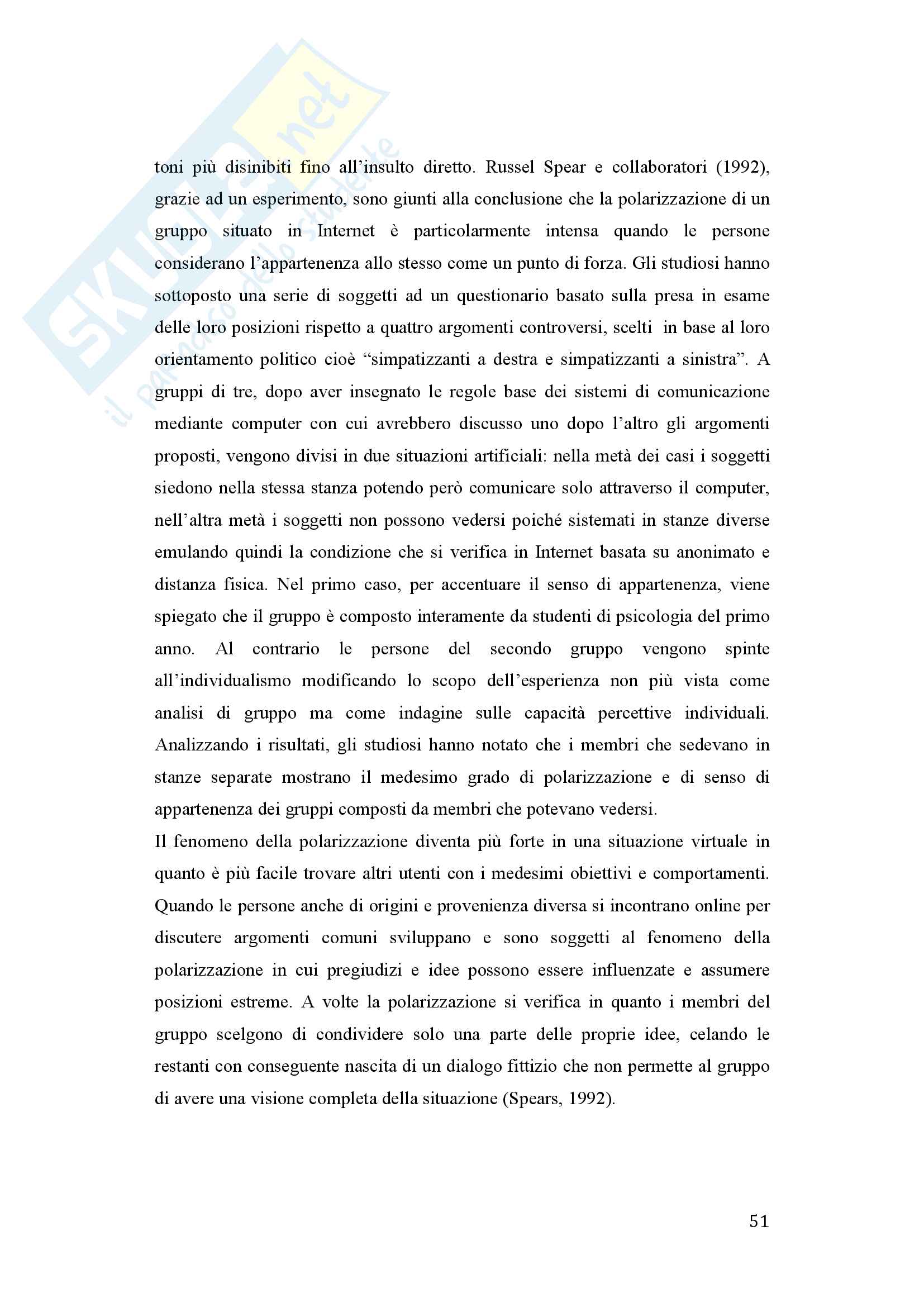 La dimensione dei nuovi media: dinamiche di socializzazione ed emozioni traslate nella realta virtuale Pag. 51