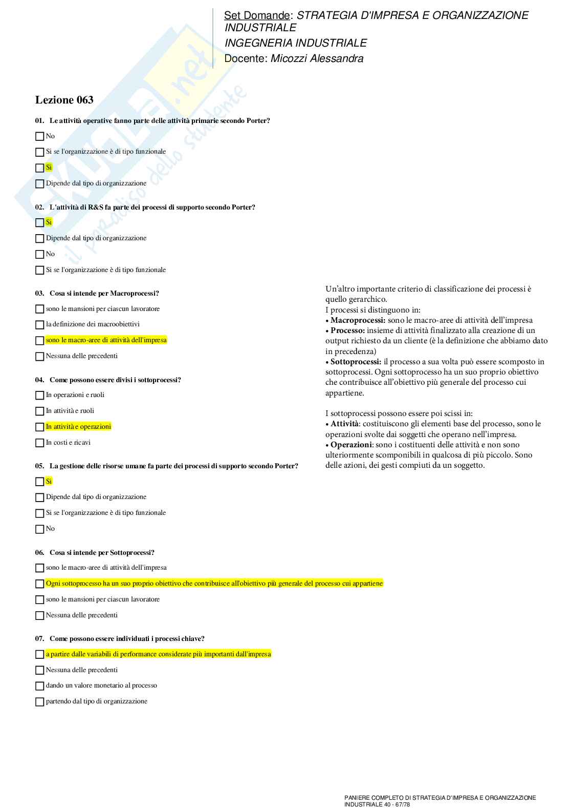 Strategia d'impresa ed organizzazione industriale - paniere completo Pag. 76