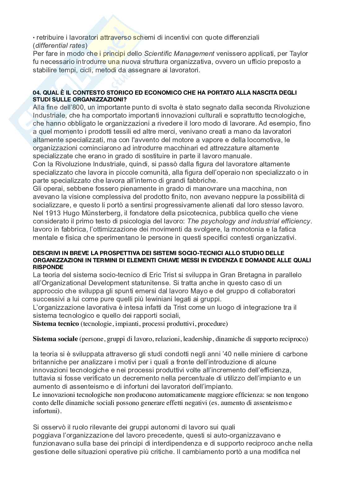 Domande aperte Psicologia delle organizzazioni Pag. 2