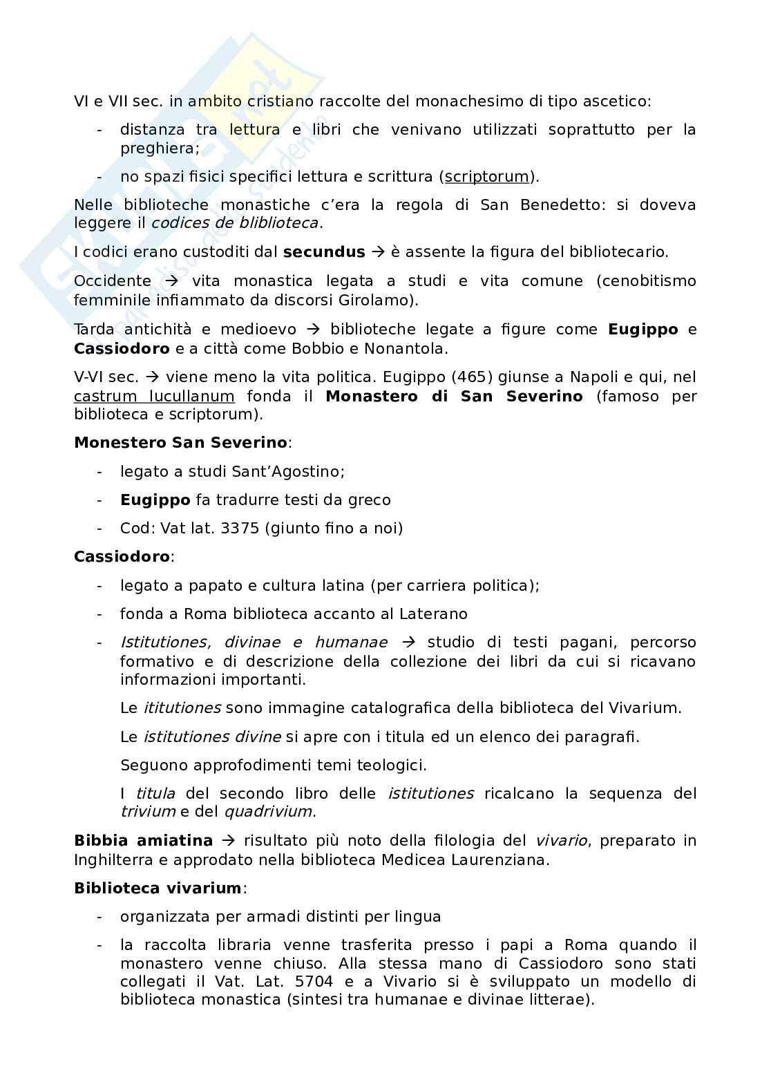 Appunti di Filologia della letteratura italiana sulle biblioteche Pag. 1