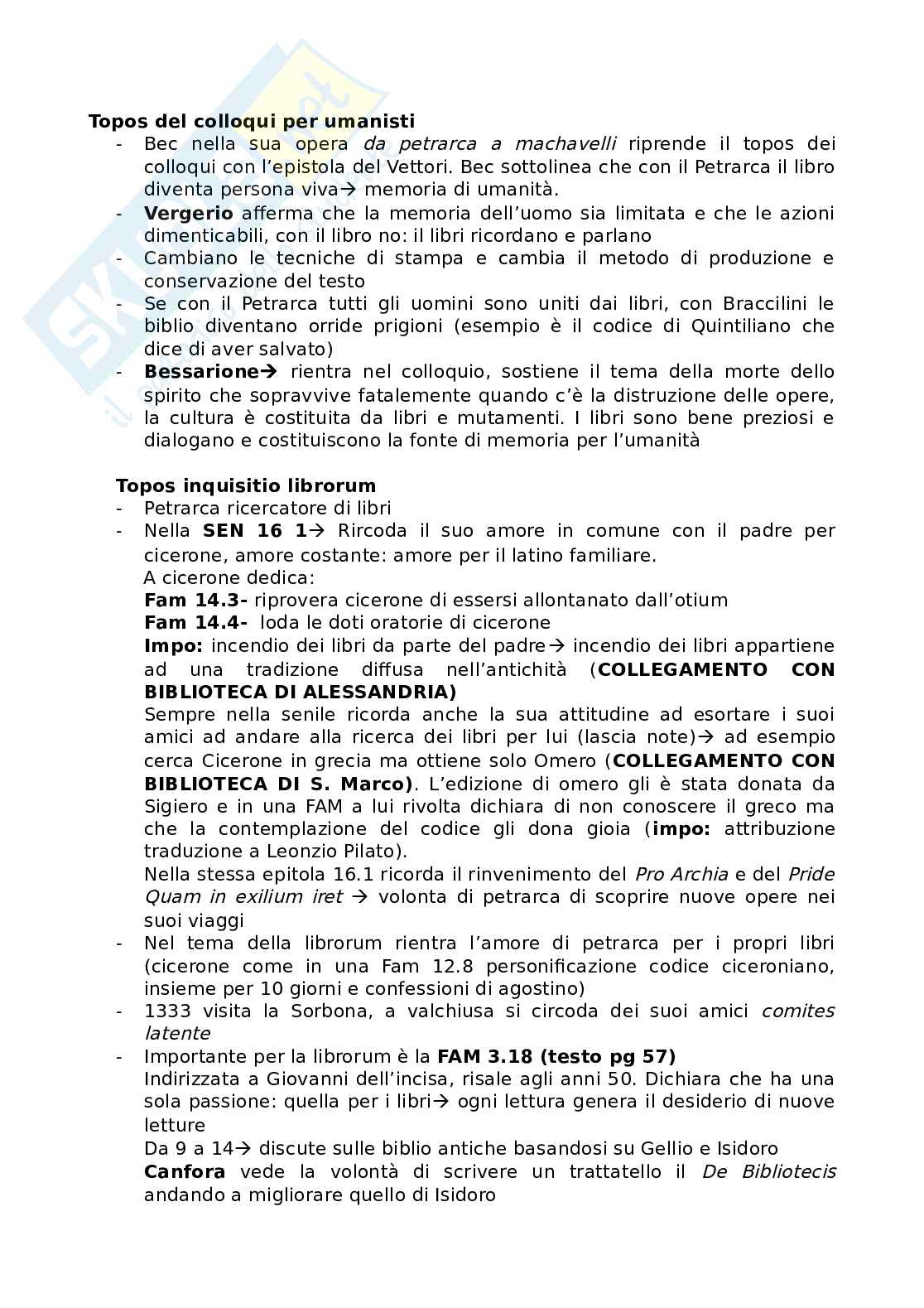 Appunti di Filologia della letteratura italiana sulle biblioteche Pag. 16