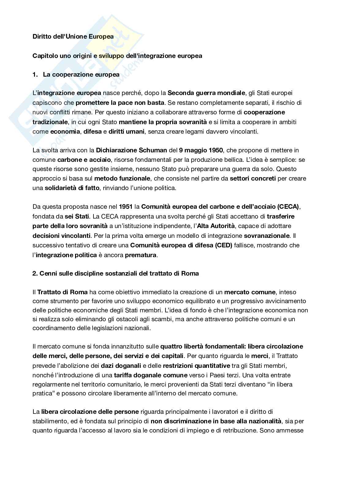 Appunti da non frequentante di Diritto dell'Unione Europea Pag. 1