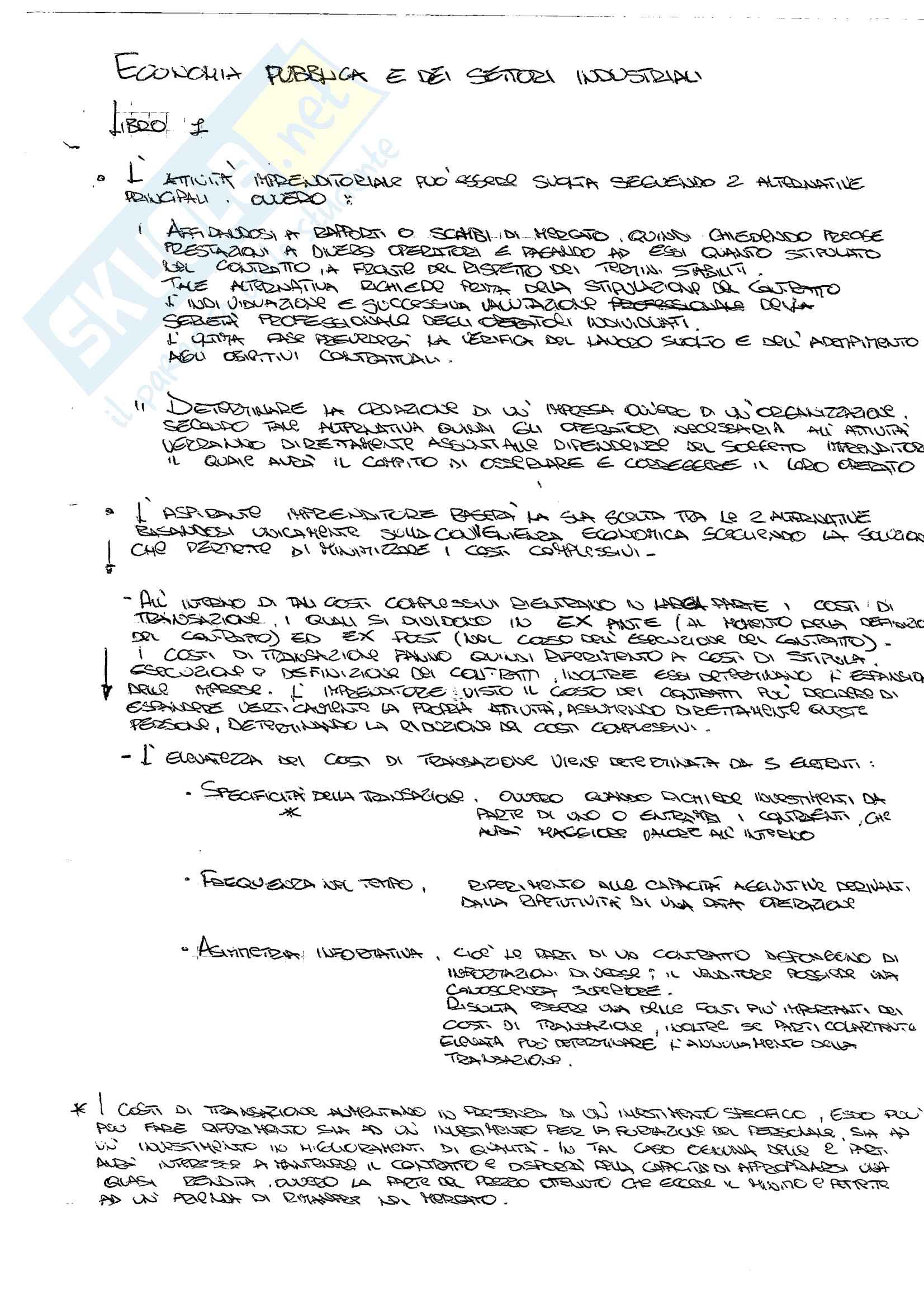 Riassunto completo Esame Economia Pubblica e dei Settori industriali, Prof. Cristina Montesi Pag. 1