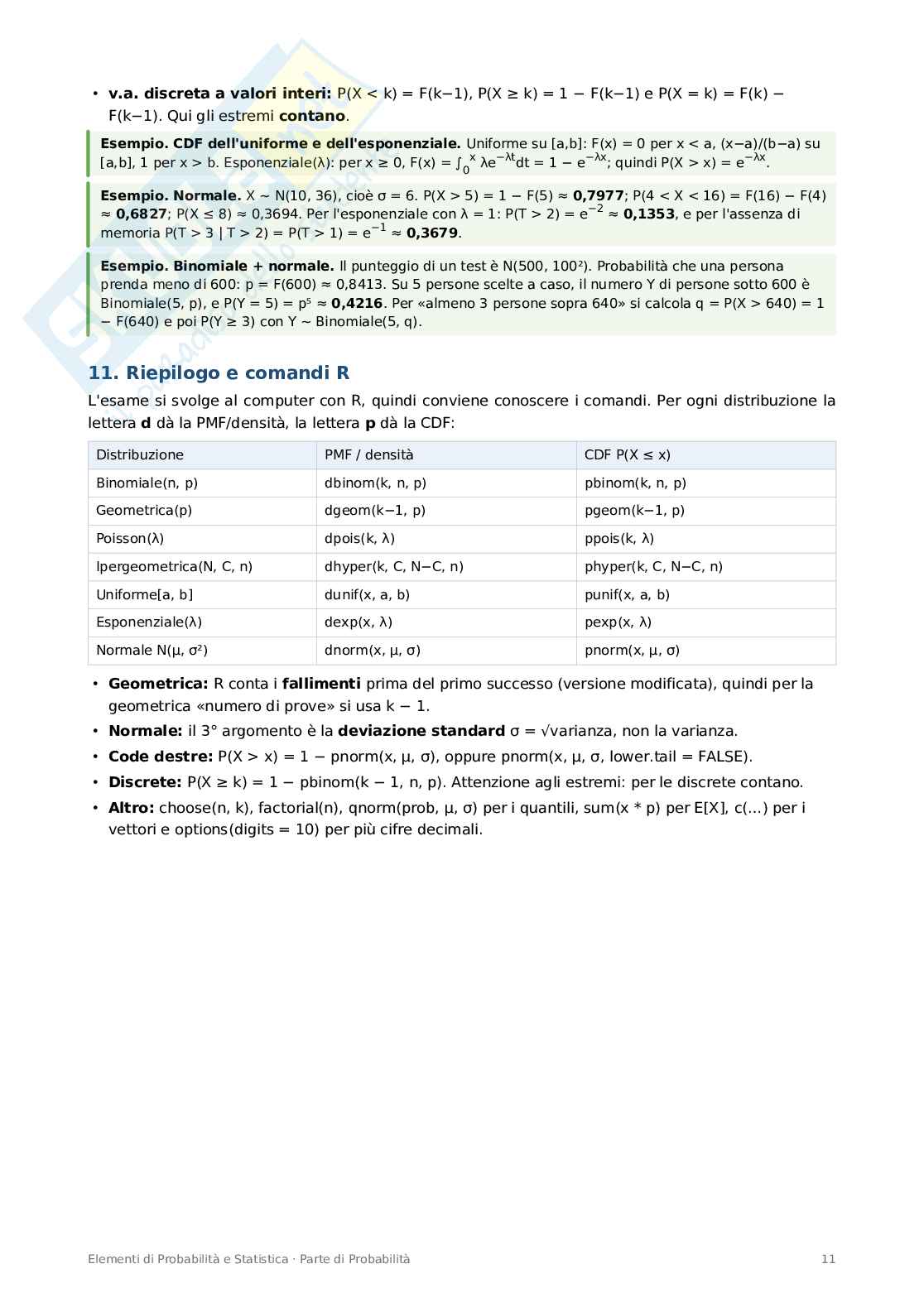 Appunti completi di Elementi di probabilità e statistica Pag. 11