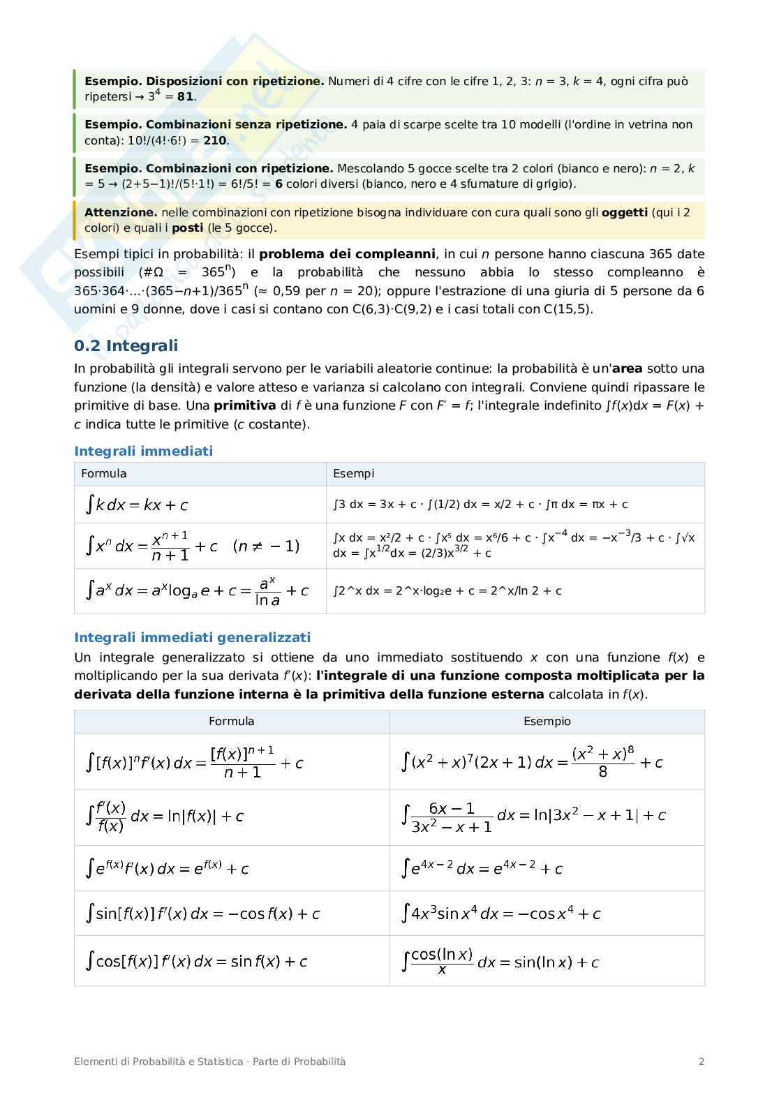 Appunti completi di Elementi di probabilità e statistica Pag. 2
