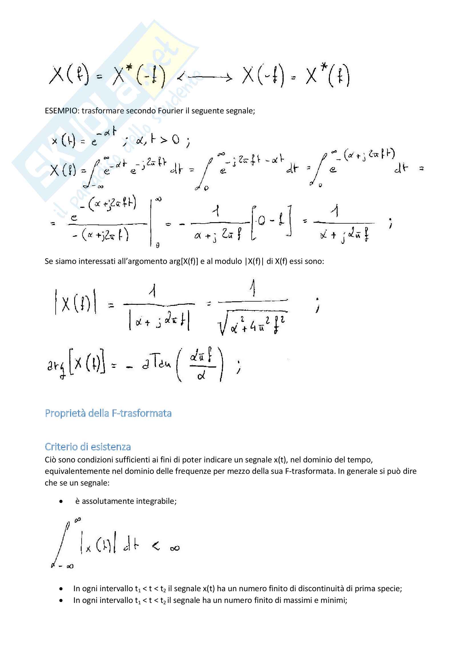 Teoria dei Segnali parte 2: Trasformata di Fourier Pag. 6