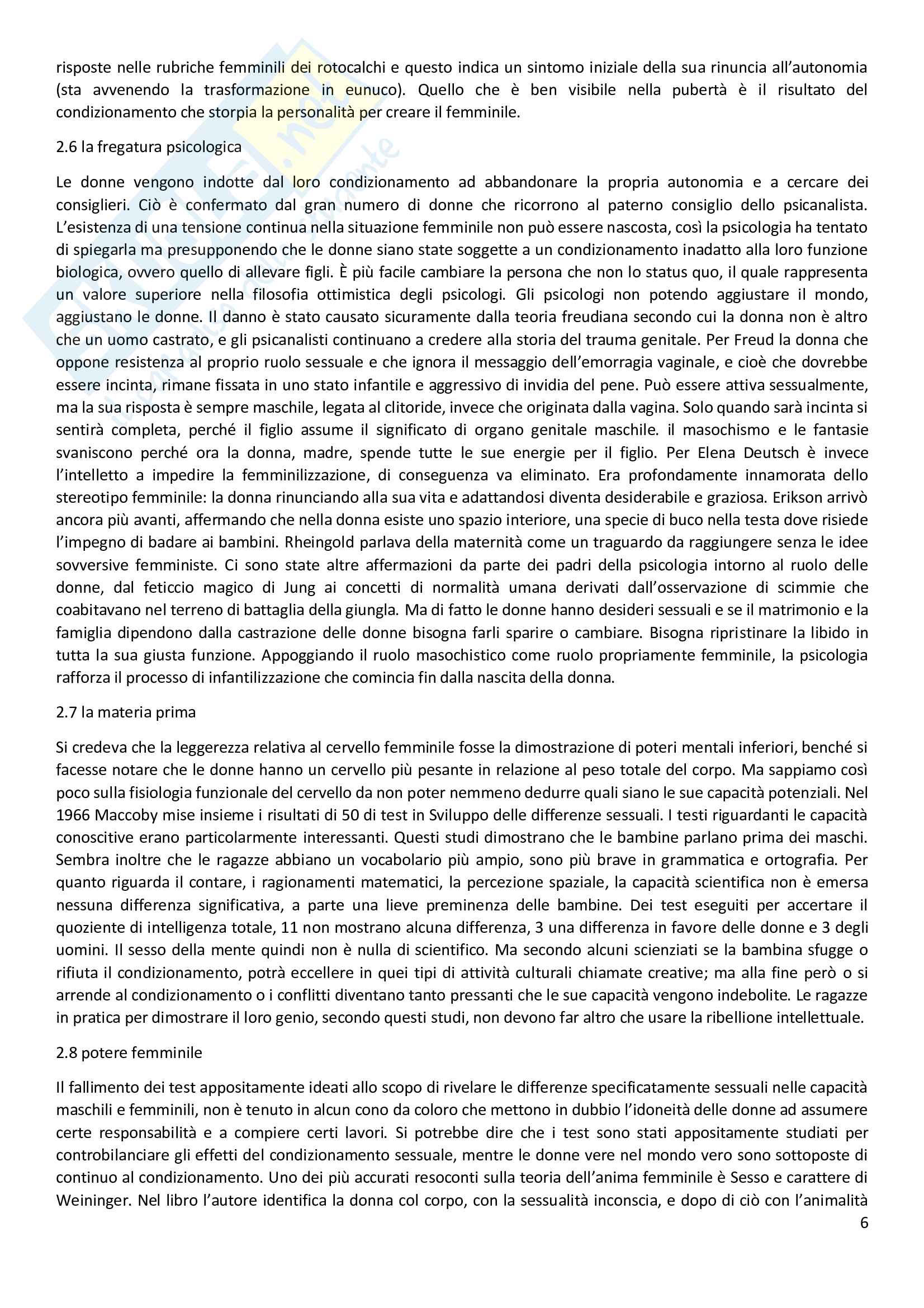 Riassunto esame Storia del pensiero politico moderno e contemporaneo, prof Adamo, libro consigliato L’eunuco femmina, Greer Pag. 6