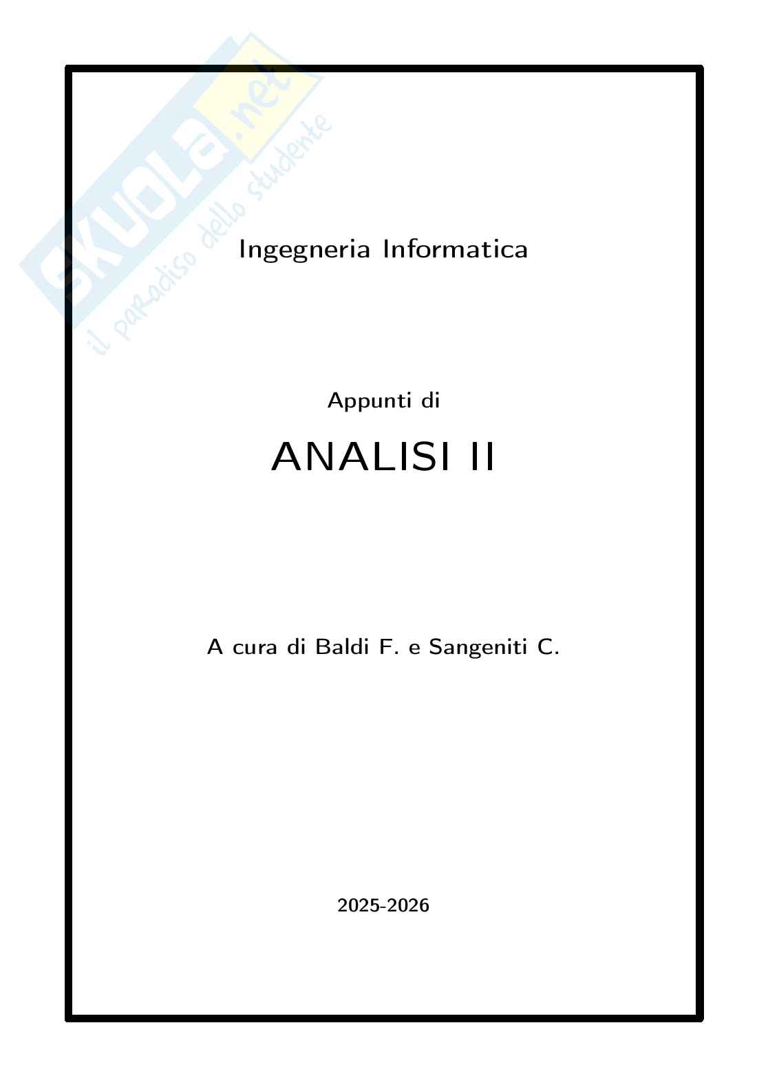 Appunti di Analisi matematica II  Pag. 1